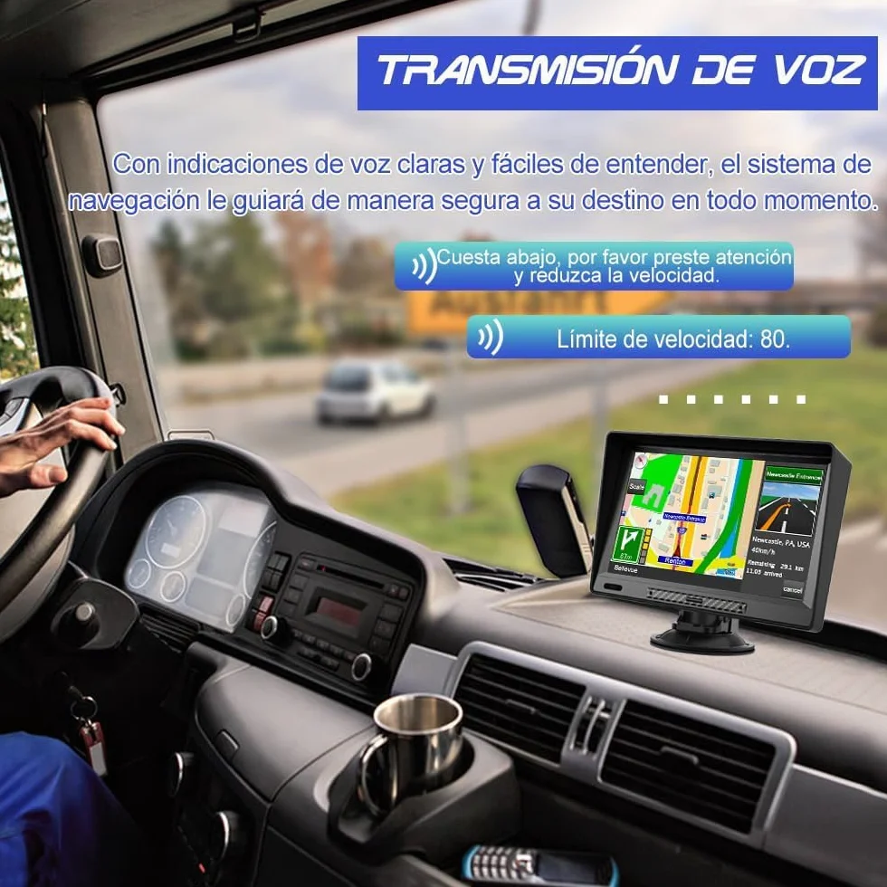 Navegador GPS para Camiones y Coches con Bluetooth y Cámara Trasera de 9 Pulgadas Pantalla LCD Multimedia, con Actualizaciones de Mapas de Europa para Toda la Vida