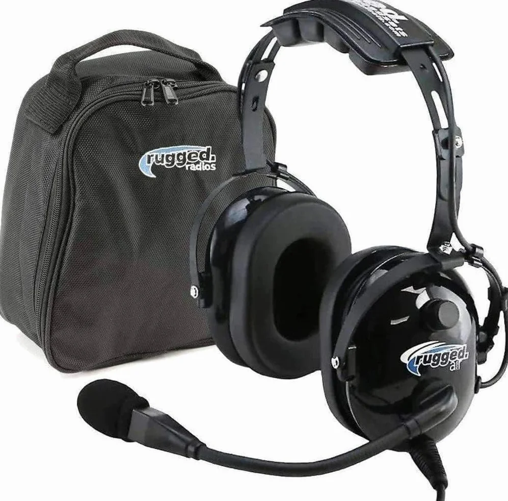 Rugged Air WINCASE RA200 Black General Aviation Pilot Headset