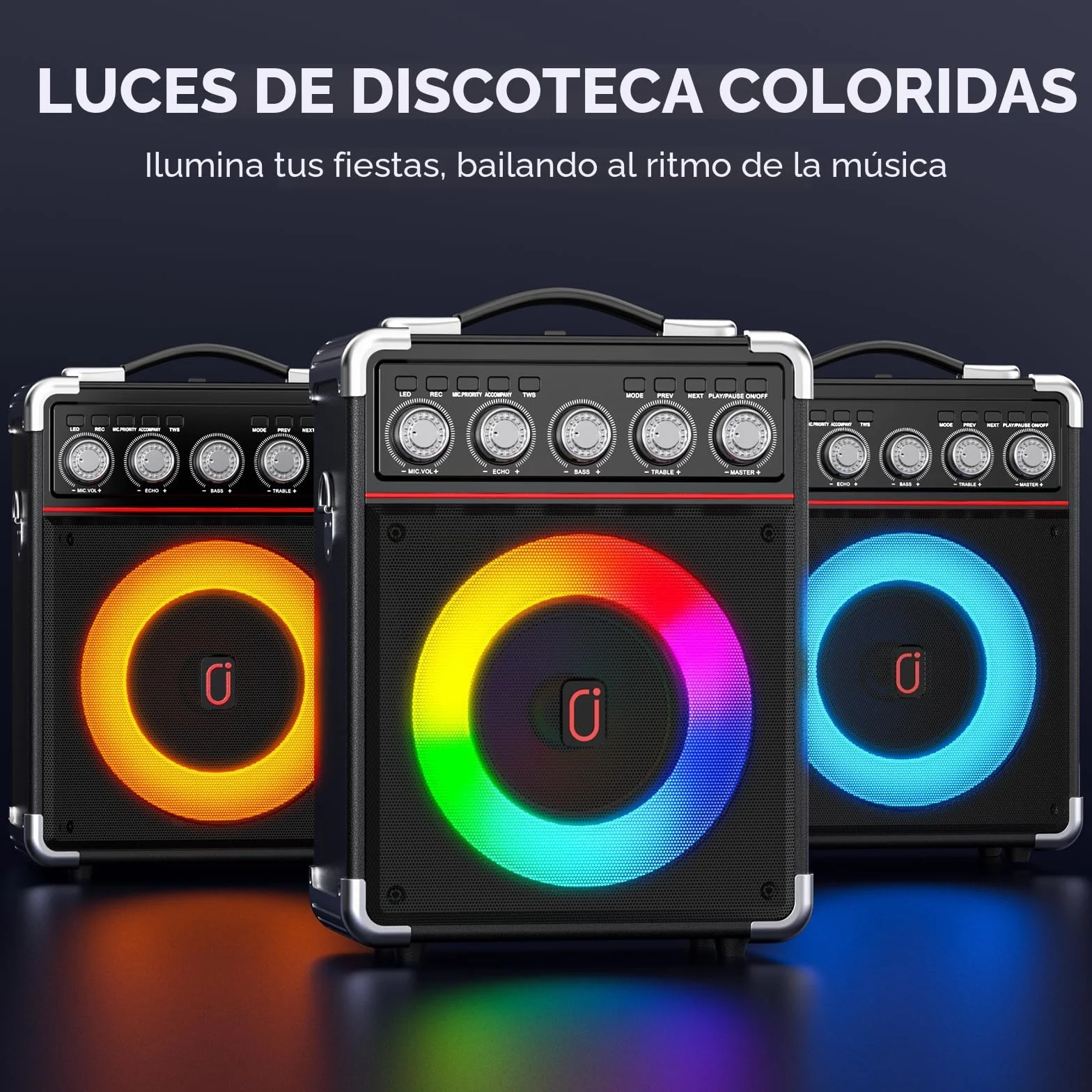 JYX Karaoke 2 microfonos inalambricos, portatil Karaoke Profesional Completo, Altavoz Karaoke de Sistema PA potatil y Luz LED y Mando a Distancia, soporta Bluetooth/TF/USB/AUX/TWS