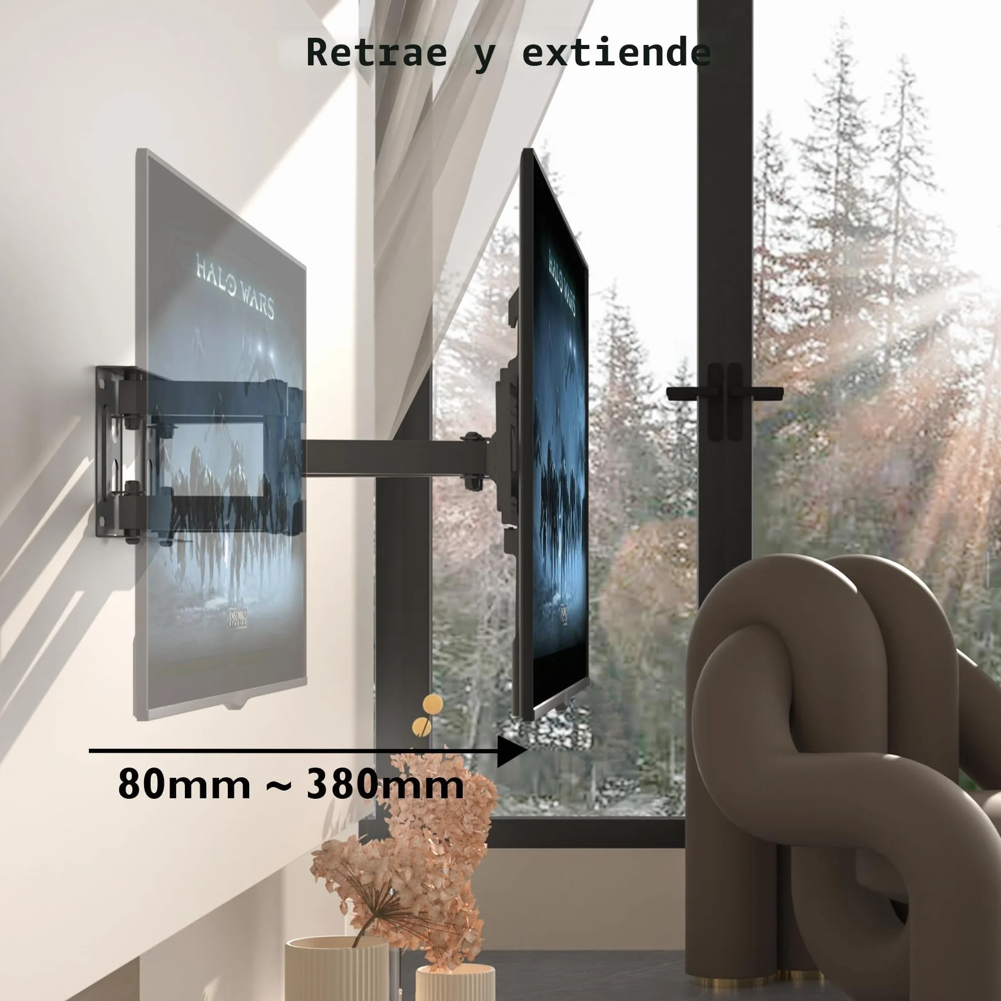 BONTEC Soporte TV Pared 23-70 Pulgadas Inclinable Giratorio Doble Brazo Movimiento Completo 45 kg VESA 400x400mm
