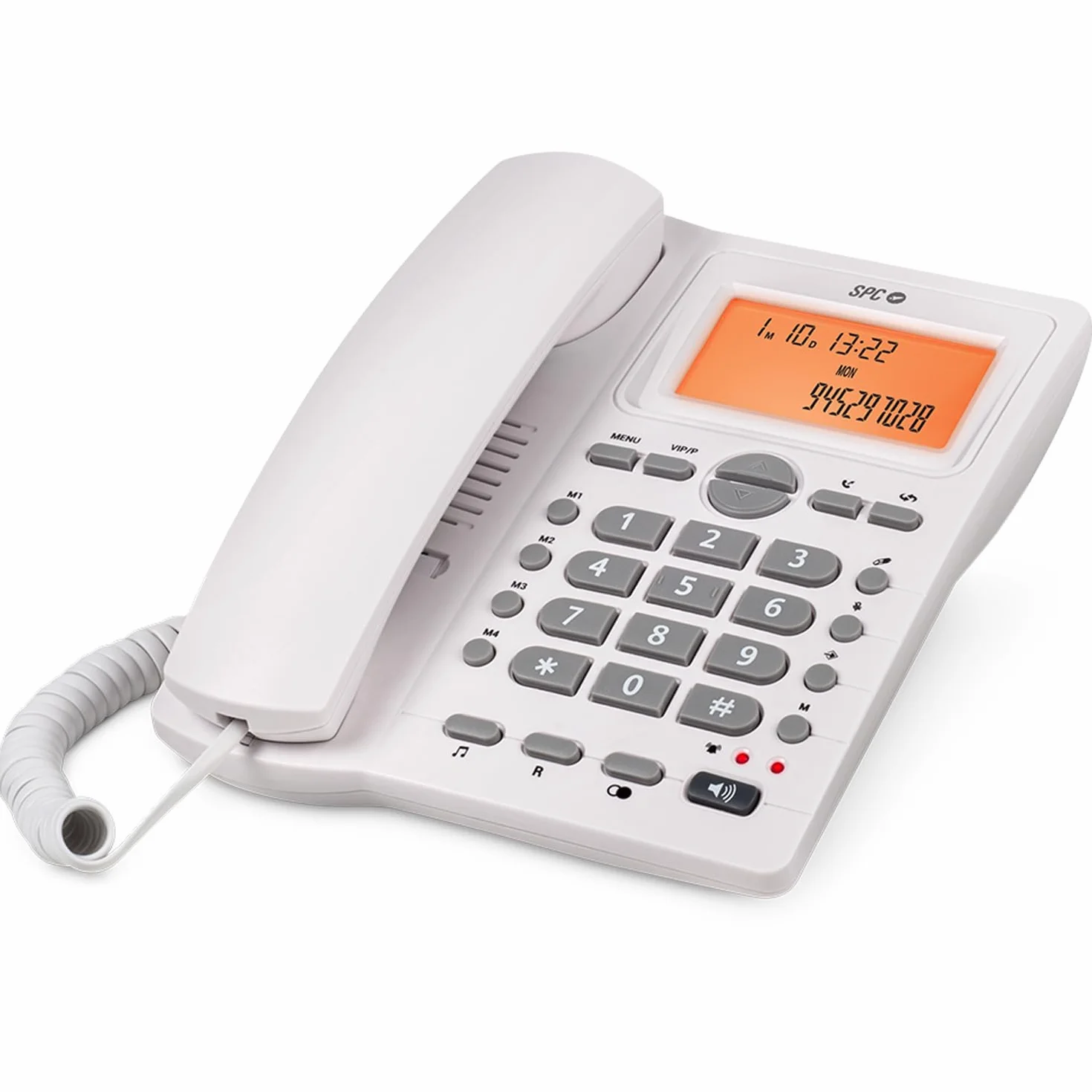 SPC Office ID 2 Teléfono Fijo Pantalla iluminada Manos Libres Identificador Llamadas Blanco