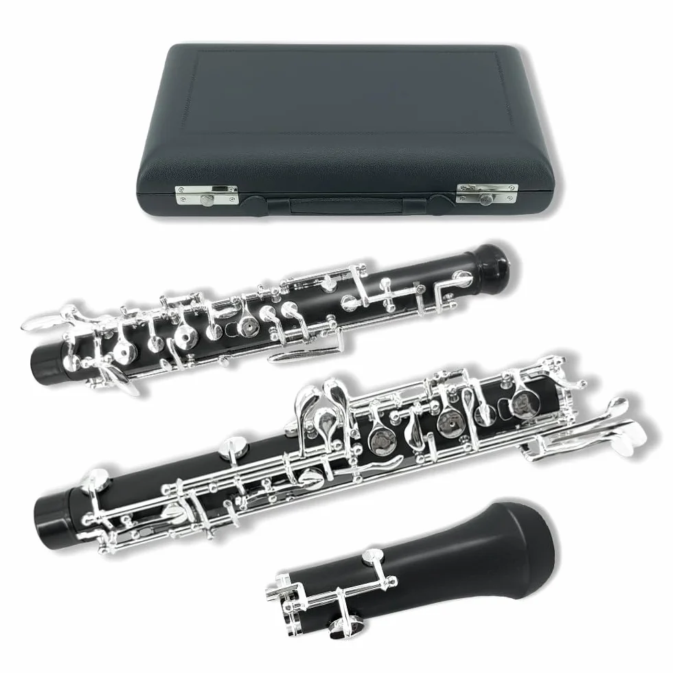 Yinfente Oboe Profesional Con Llave C Izquierda F - Resonancia Semiautomática, Ebonita/Palisandro + Piezas (Ebonita)