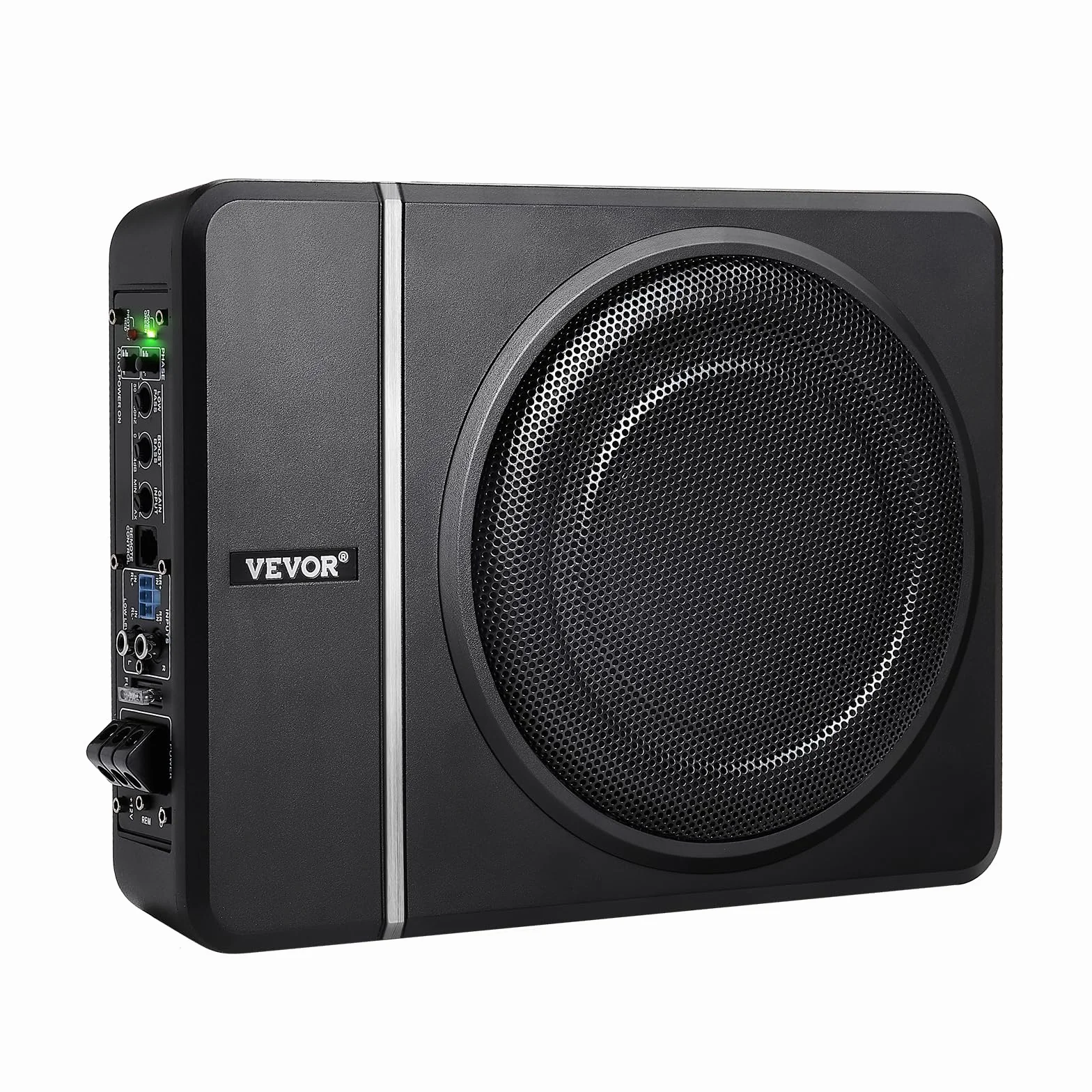 VEVOR Subwoofer para Debajo del Asiento 203mm 120W RMS Altavoz Compacto Amplificador Incorporado Control Remoto