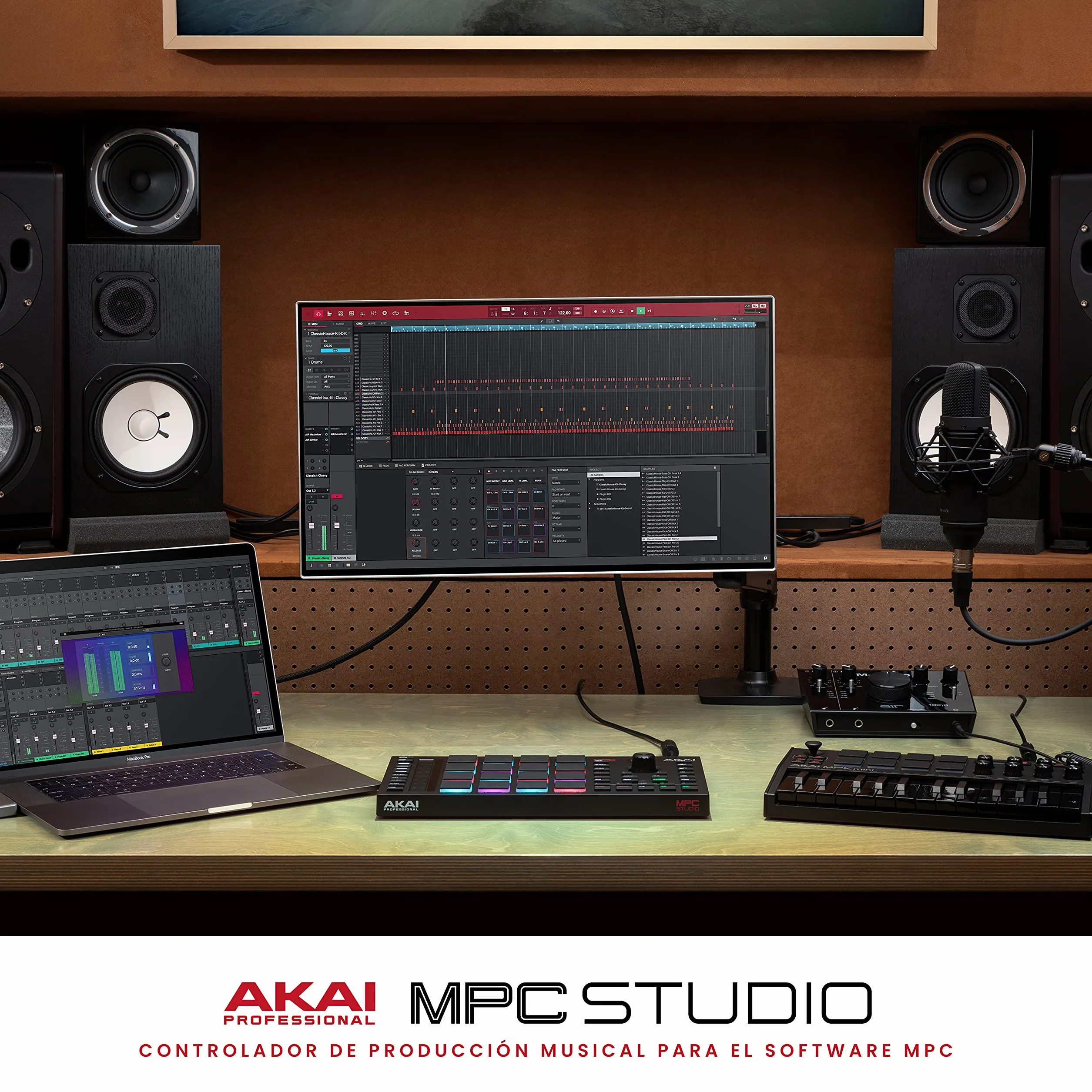 Akai Professional MPC Studio - Controlador MIDI Beat Maker con 16 pads RGB sensibles a la velocidad, software MPC, Touch Strip asignable y pantalla LCD