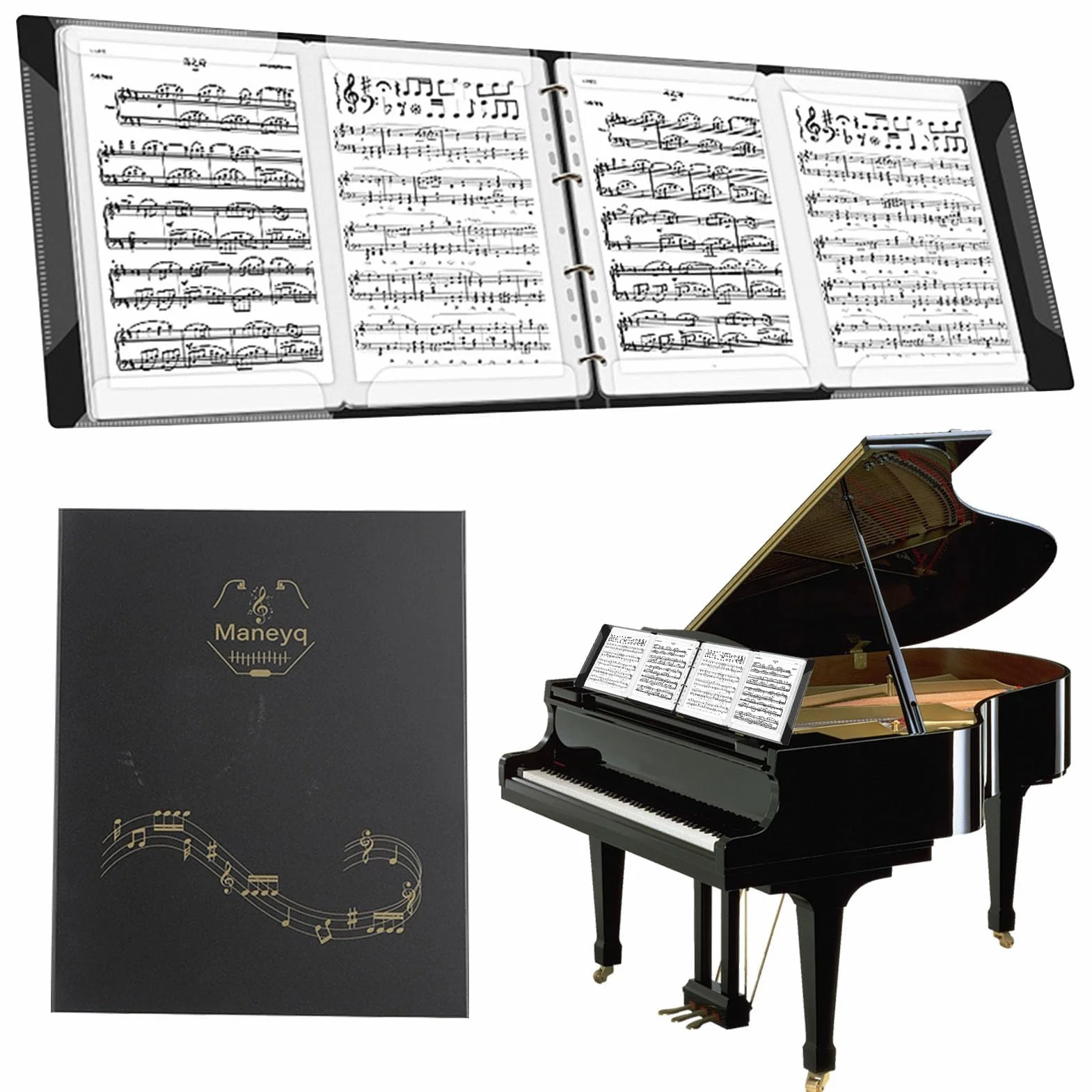 Carpeta de partituras, 52 Páginas PP carpeta de partituras de piano A4, organizador de carpetas de música extensión de 4 páginas, archivador de partituras de música, carpeta para guardar documentos