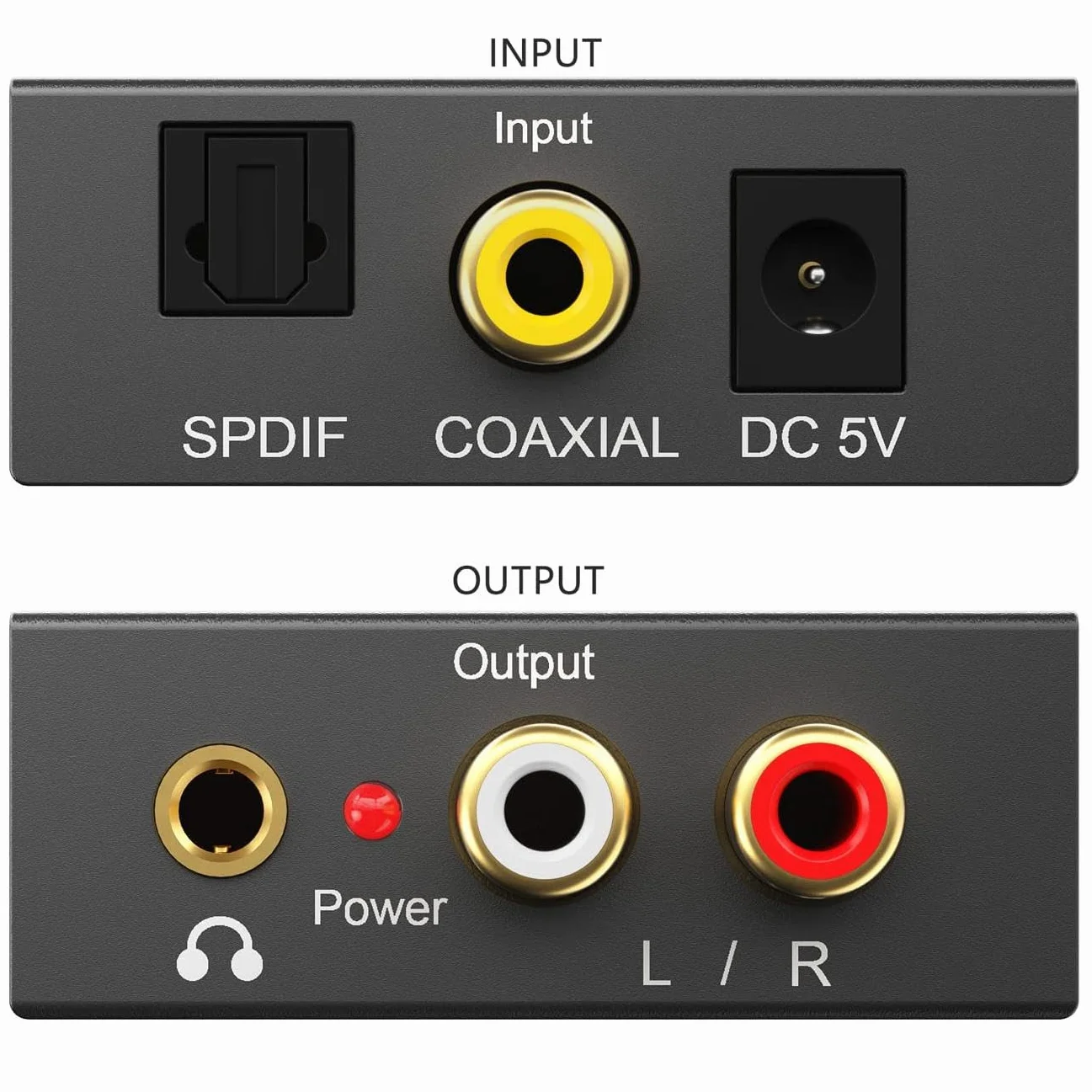 DAC Audio 192KHz Adaptador SPDIF Jack Convertidor óptico RCA digital analógico estéreo Toslink 3,5 mm