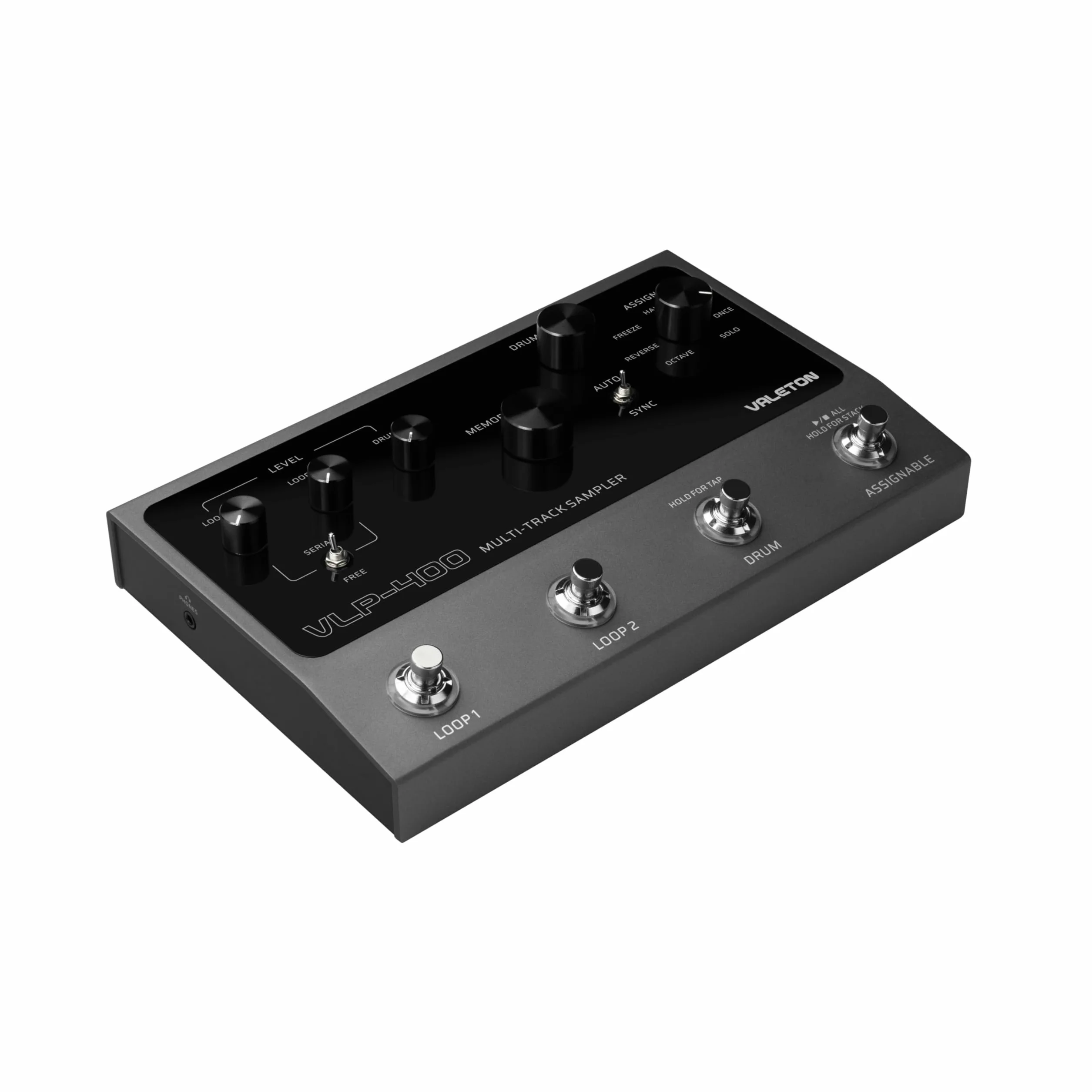 Valeton VLP-400 Pedal looper dual para guitarra, bajo y voz (estación de loops, 32 bits, 99 proyectos, caja de ritmos, 7 efectos de loop, looper de guitarra, Assign, MIDI, XLR), negro