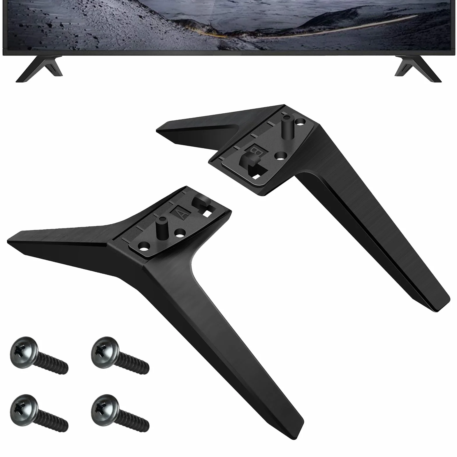 Juego De 2 Patas para LG TV Mueble, Patas De Muebles De TV Base De Soporte para LG Tvs 49 59 55 Y 60 Pulgadas Soporte De Reemplazo para Televisores con Tornillos Negros (49 59 55 Pulgadas)