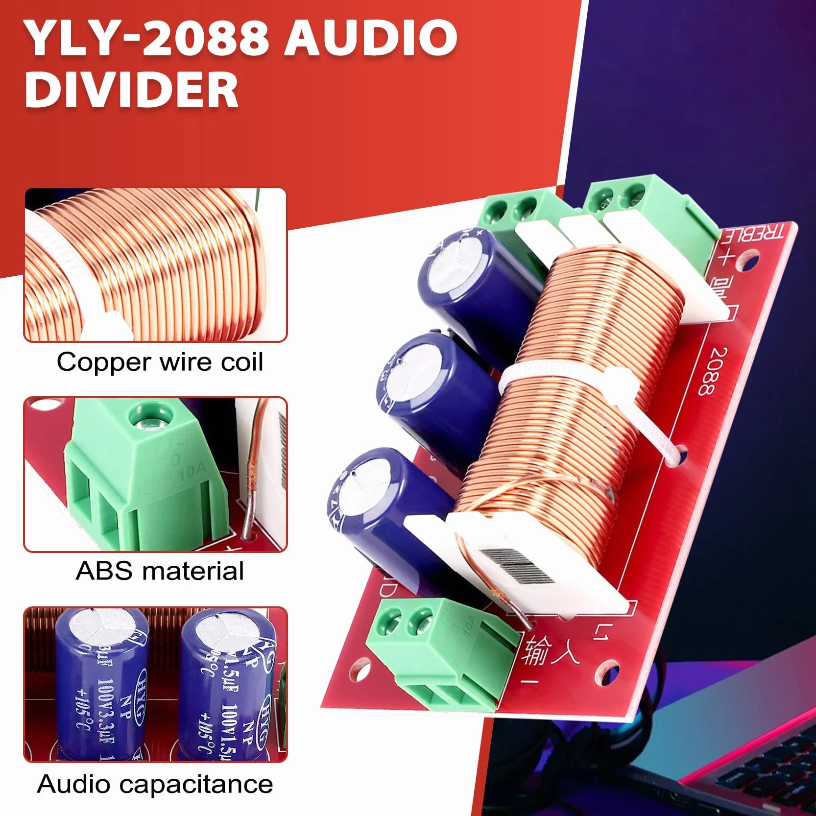 Divisor de frecuencia de audio 400W ajustable 2 vías crossover filtro rango completo