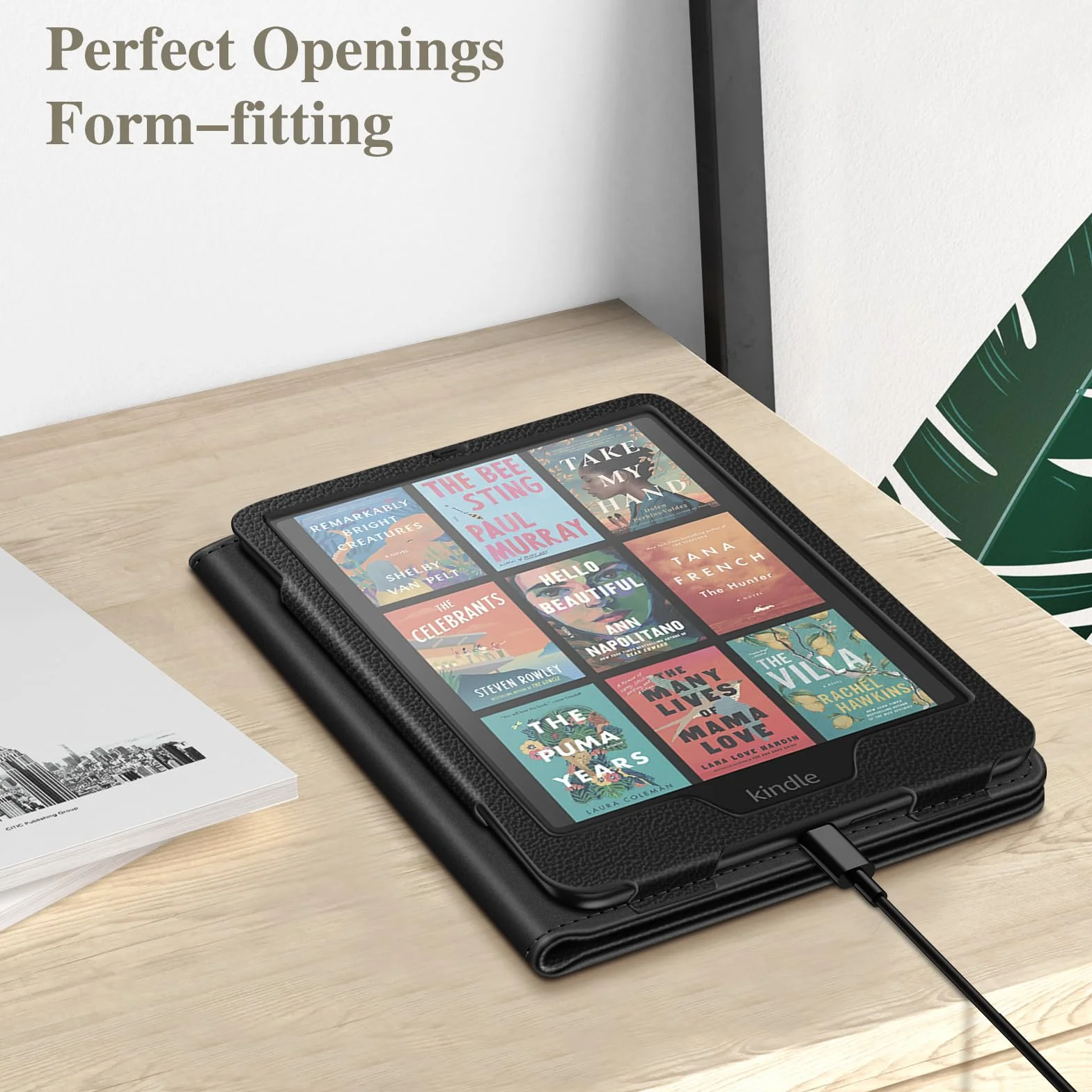 Funda para Kindle Paperwhite 7" (12ª Gen 2024) y Kindle Colorsoft Signature Edition, Piel sintética Plegable con Soporte, Ranura para Tarjeta, Negro