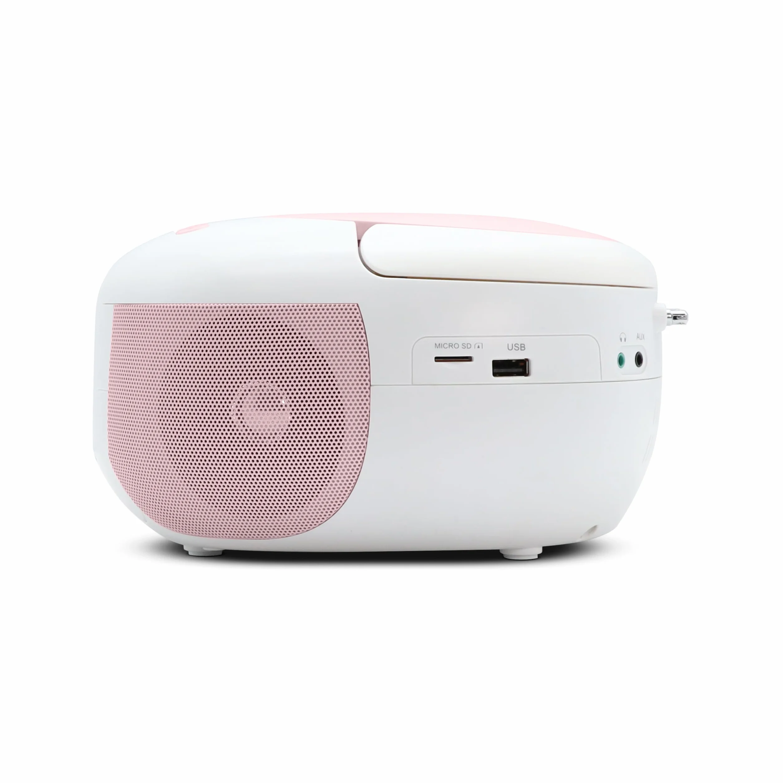 Metronic Radio CD Lector Portátil Bluetooth Rosa, Reproductor de CD Compacto con Altavoz Estéreo, USB, microSD, Radio FM