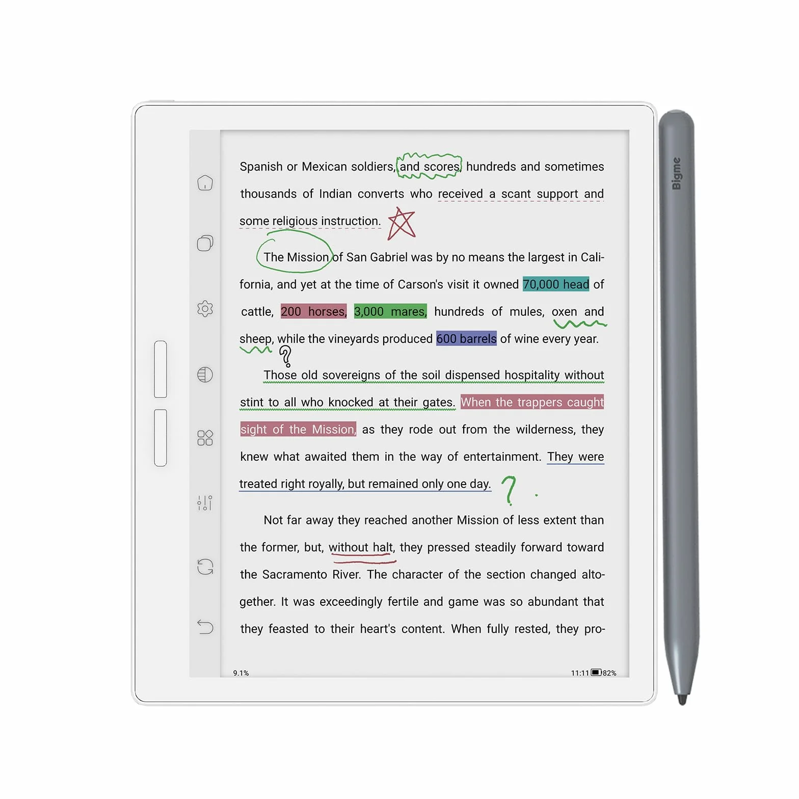 Bigme 7 Calowy Kolorowy Eink Czytnik eBook 4G 64GB Notatnik Cyfrowy