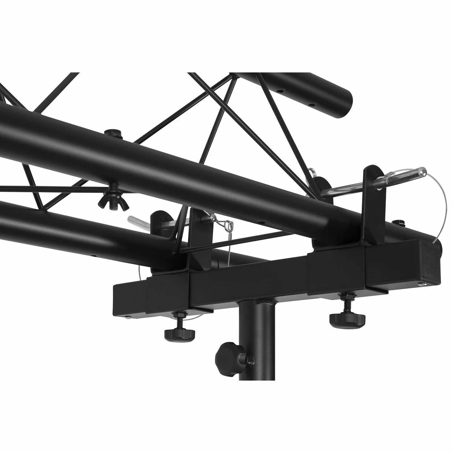 Beamz LB100T Puente de luces con truss y 2 soportes, sistema de truss móvil de 100 kg máx., juego completo de soportes para DJ, 2x truss de 3 puntos de 1,5 m, 2x trípode de 4 m de altura máx. negro