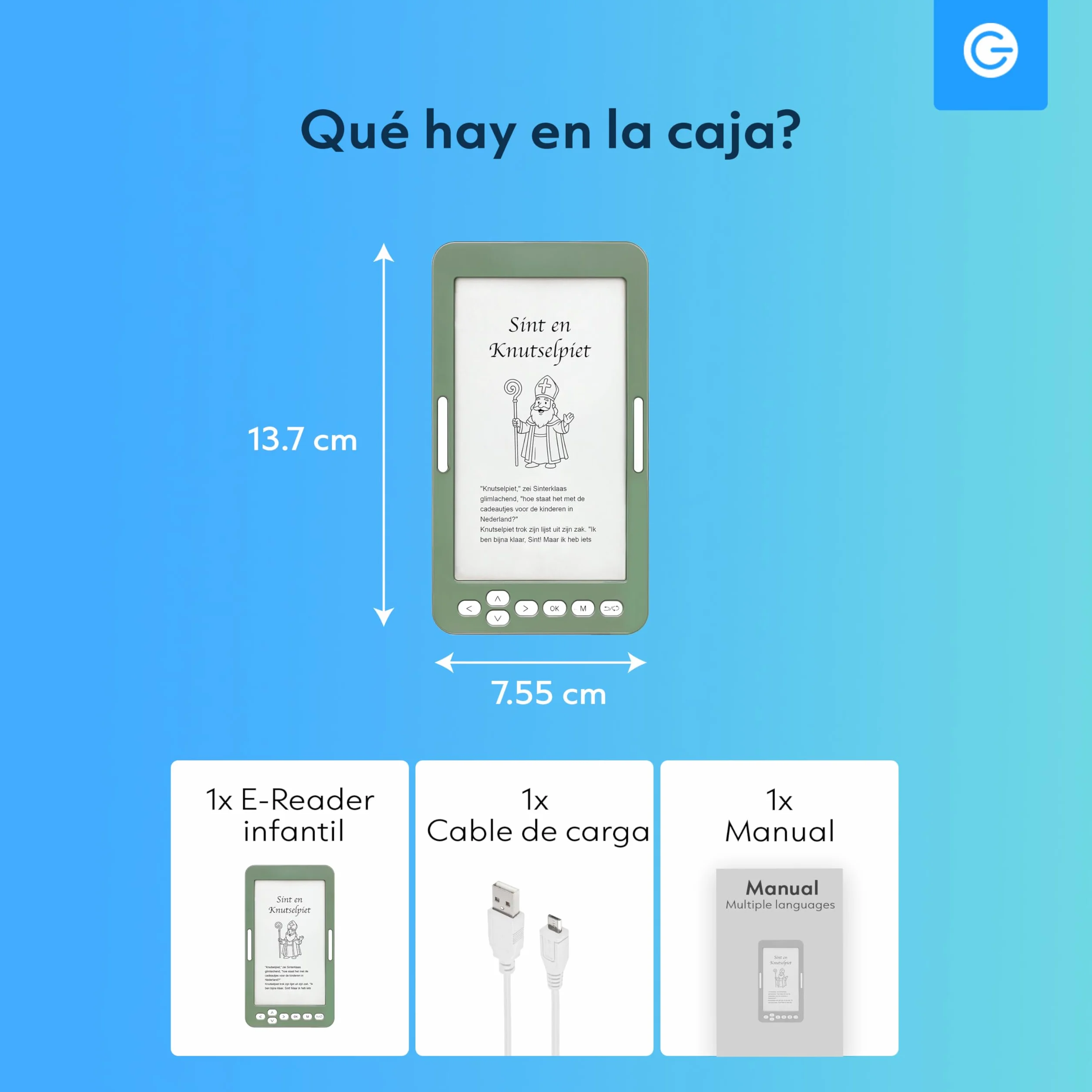 Silvergear E Book Reader 4.7" 4GB Memoria Ligero Resistente Pantalla E-Ink Verde