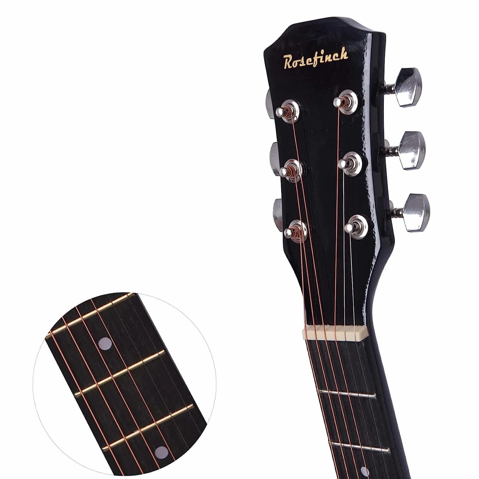 Rosefinch Cuerdas de acero para guitarra acústica 3/4 de 38 pulgadas Folk Cutaway Guitarra de madera para Biginner adultos y niños principiantes kits de guitarra con bolsa de afinador, púa, cuerdas de