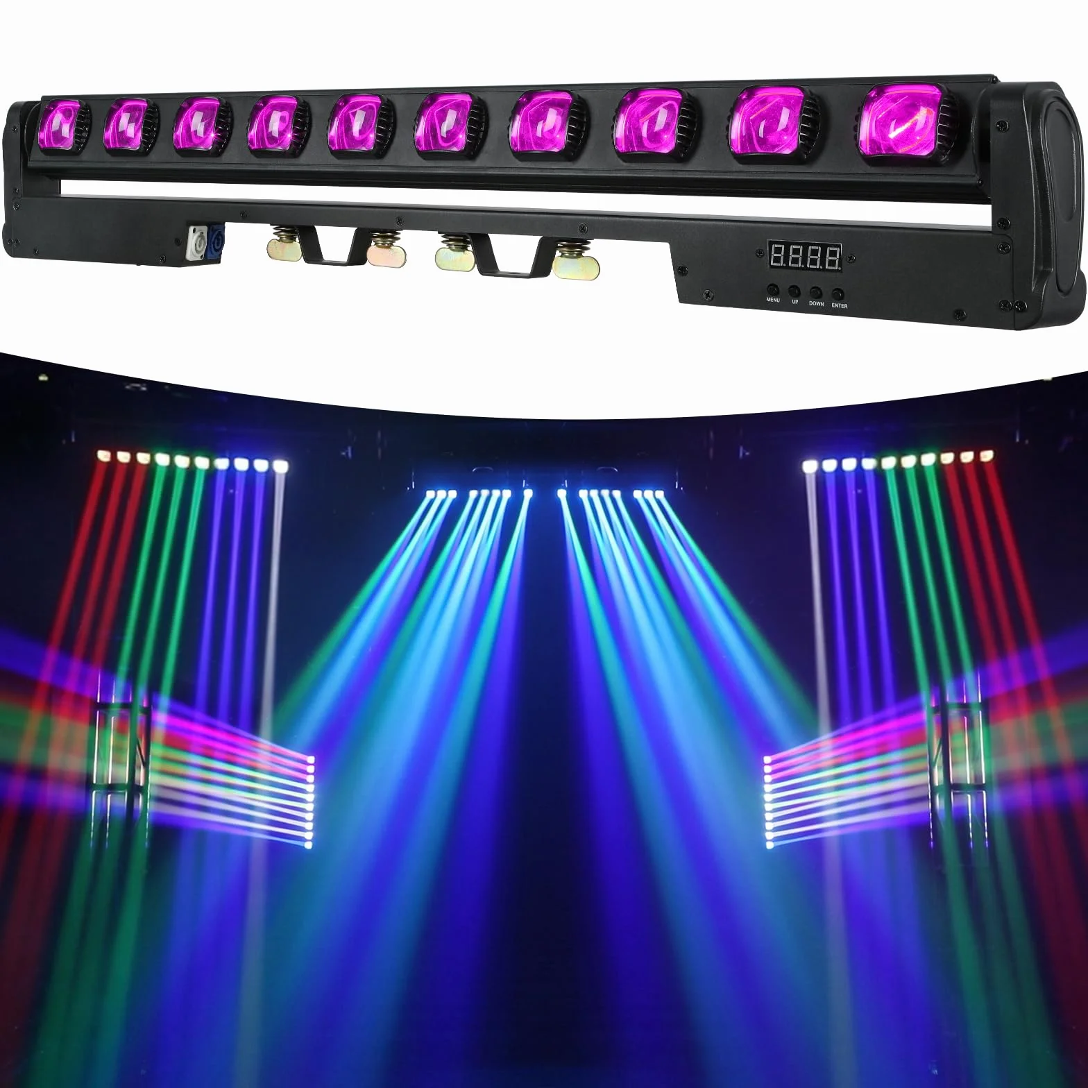 BETOPPER 10x15W RGBW LED Cabeza Movil Haz Wallwasher Luz, Luz de Escenario Efectos de Iluminación Estroboscopica para DJ, Bar, Fiesta, Teatro,Halloween, Navidad,Discoteca, Boda (1)