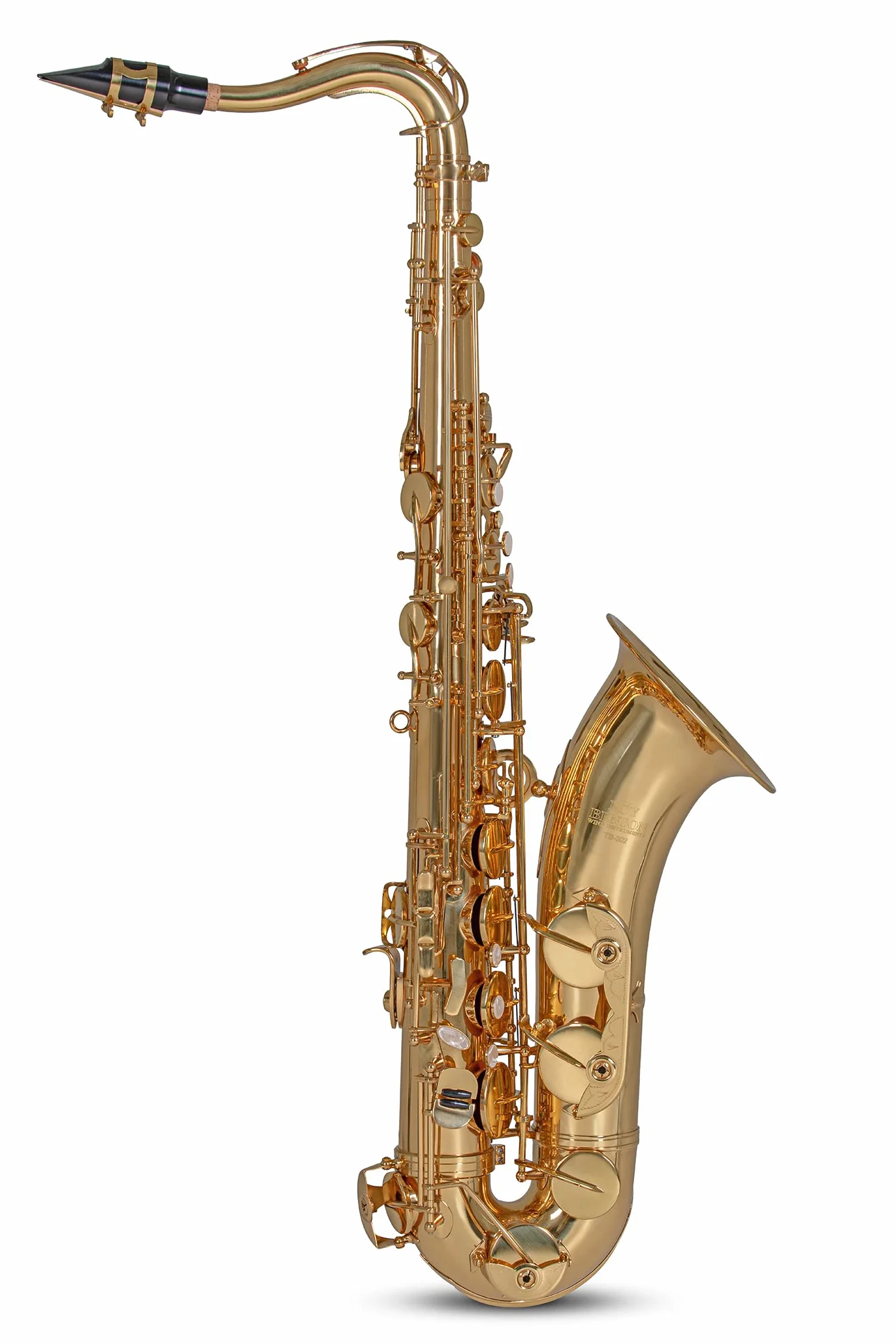 Roy Benson Saxofón Sib-Tenor TS-302 (diseño de mástil relajado premium con arco en S RND, boquilla USA, almohadilla PISONI, estuche rectangular ligero, función de mochila retráctil)