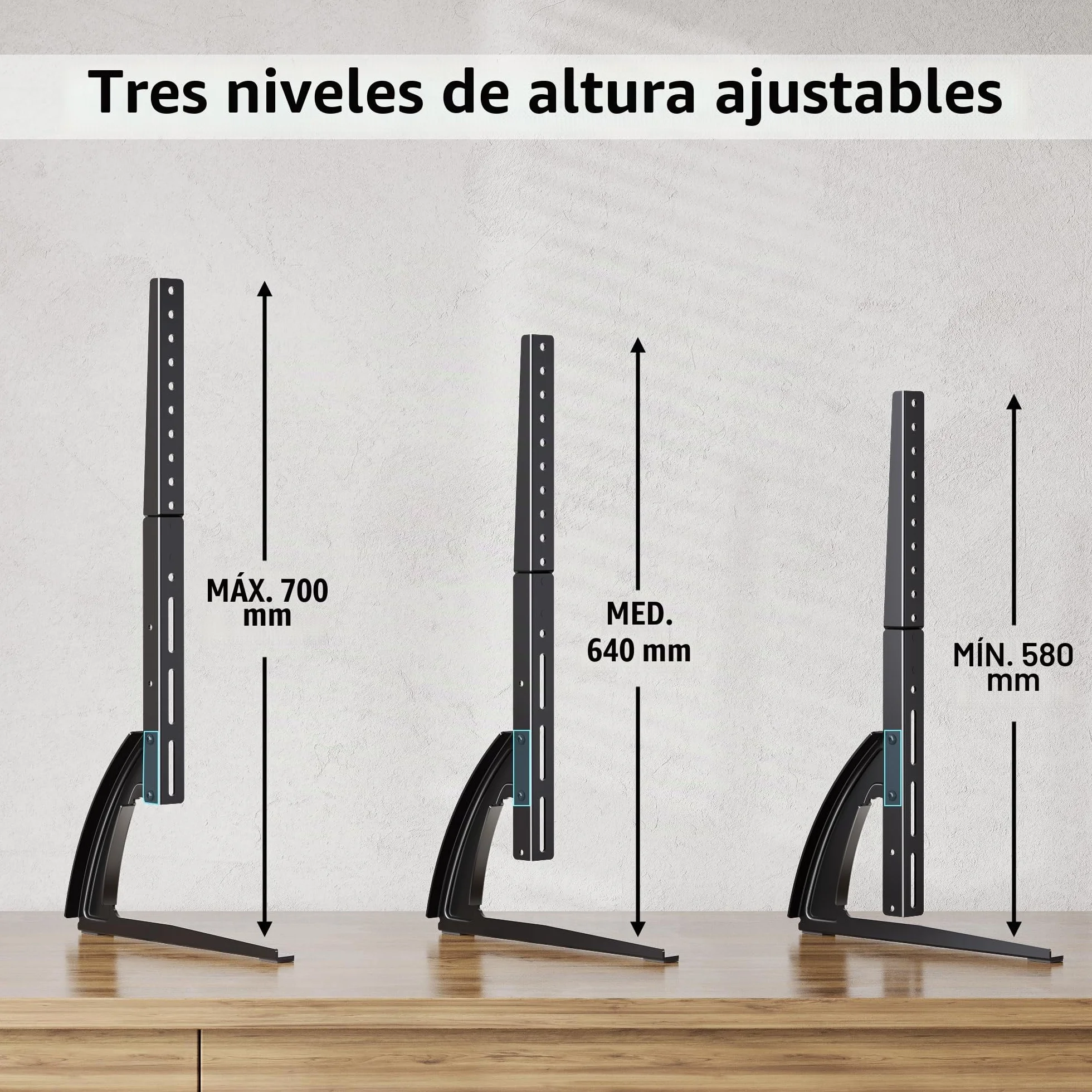 BONTEC Soporte TV Universal Pie 22-65 Pulgadas LED LCD Plasma Curva Ajustable 3 Niveles Altura 50 kg VESA 800x400 mm