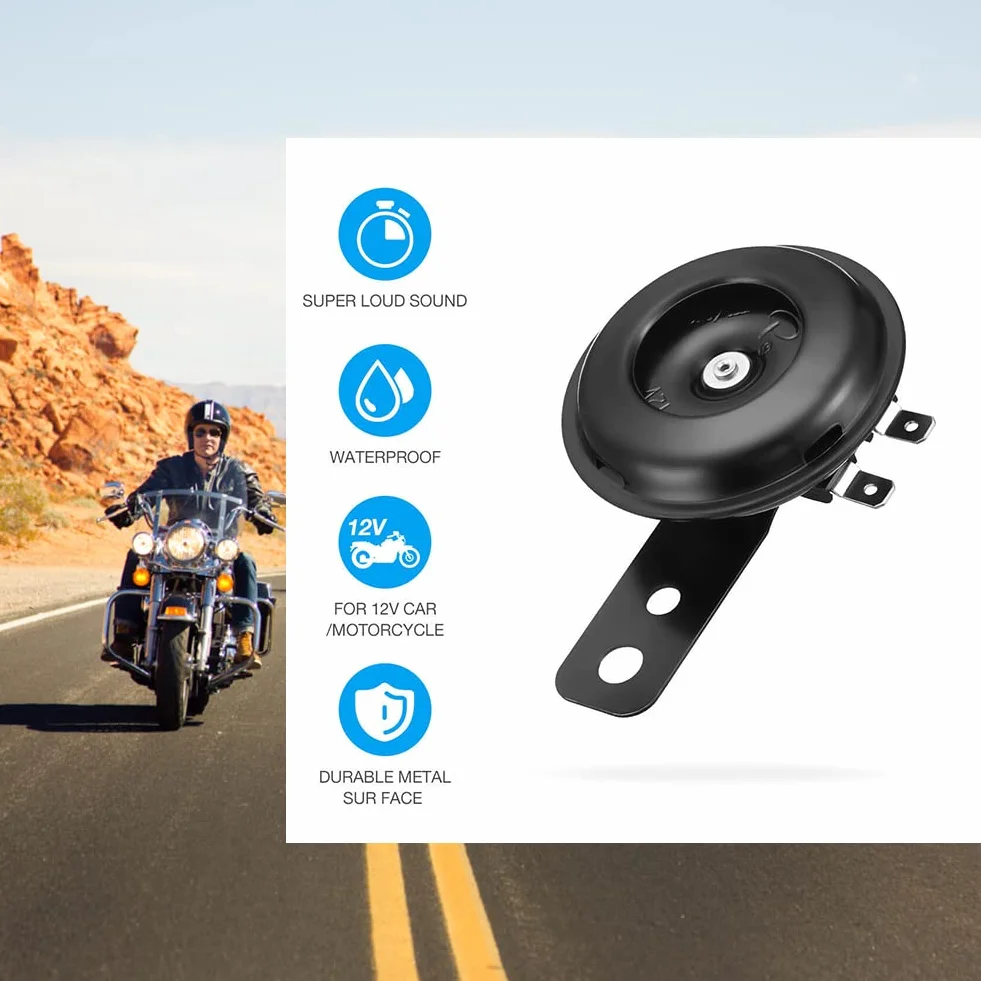 Claxon Moto, Bocina, 12V Moto Bocinas Cuerno Universal, Universal Moto Auto Bocinas Kit Ruidoso, Bocina Electrica Impermeable Universal de la Moto 12V 105dB, Motocicleta Altavoz de Bocina Ruidosa