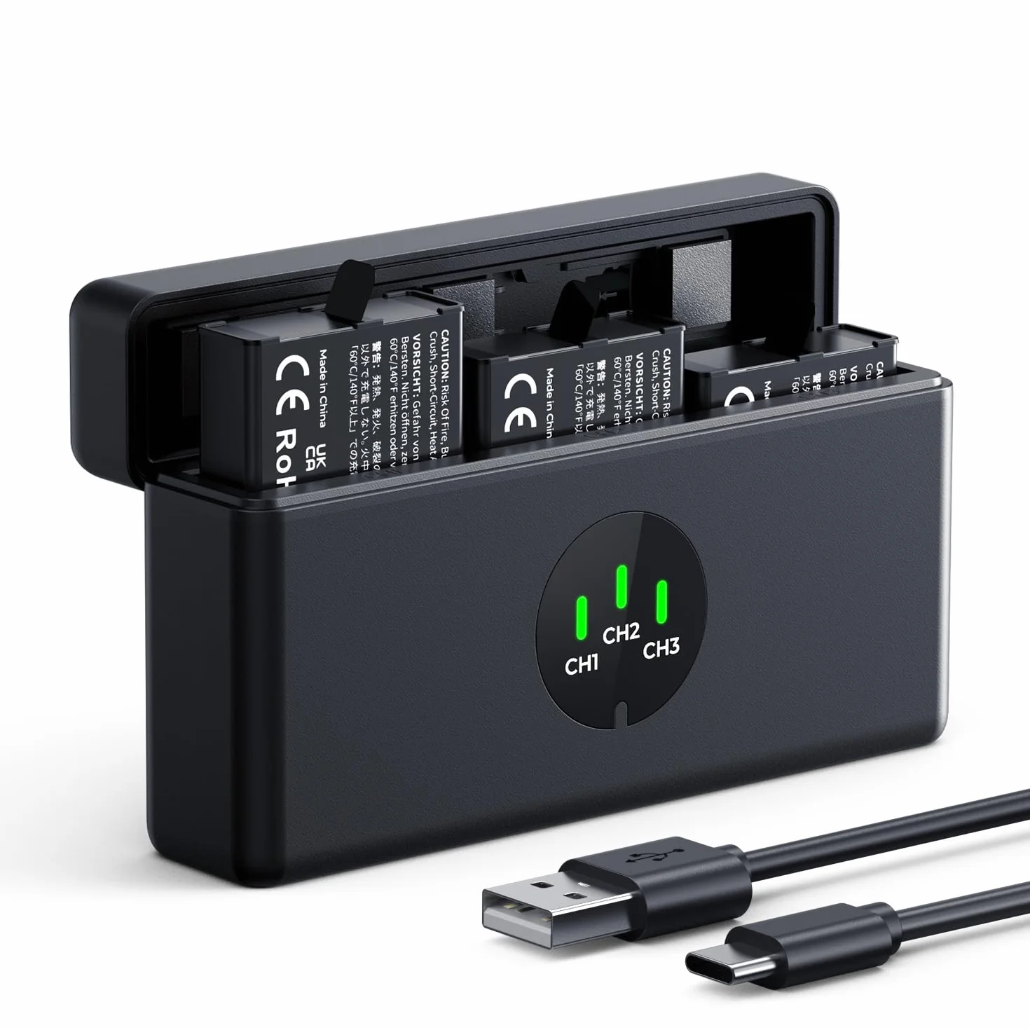 K&F CONCEPT OSMO 360 3x2100mAh Batería y Cargador Compatibile con dji OSMO Action 5 Pro, Action 6, Action 4, Action 3, Cámaras OSMO 360