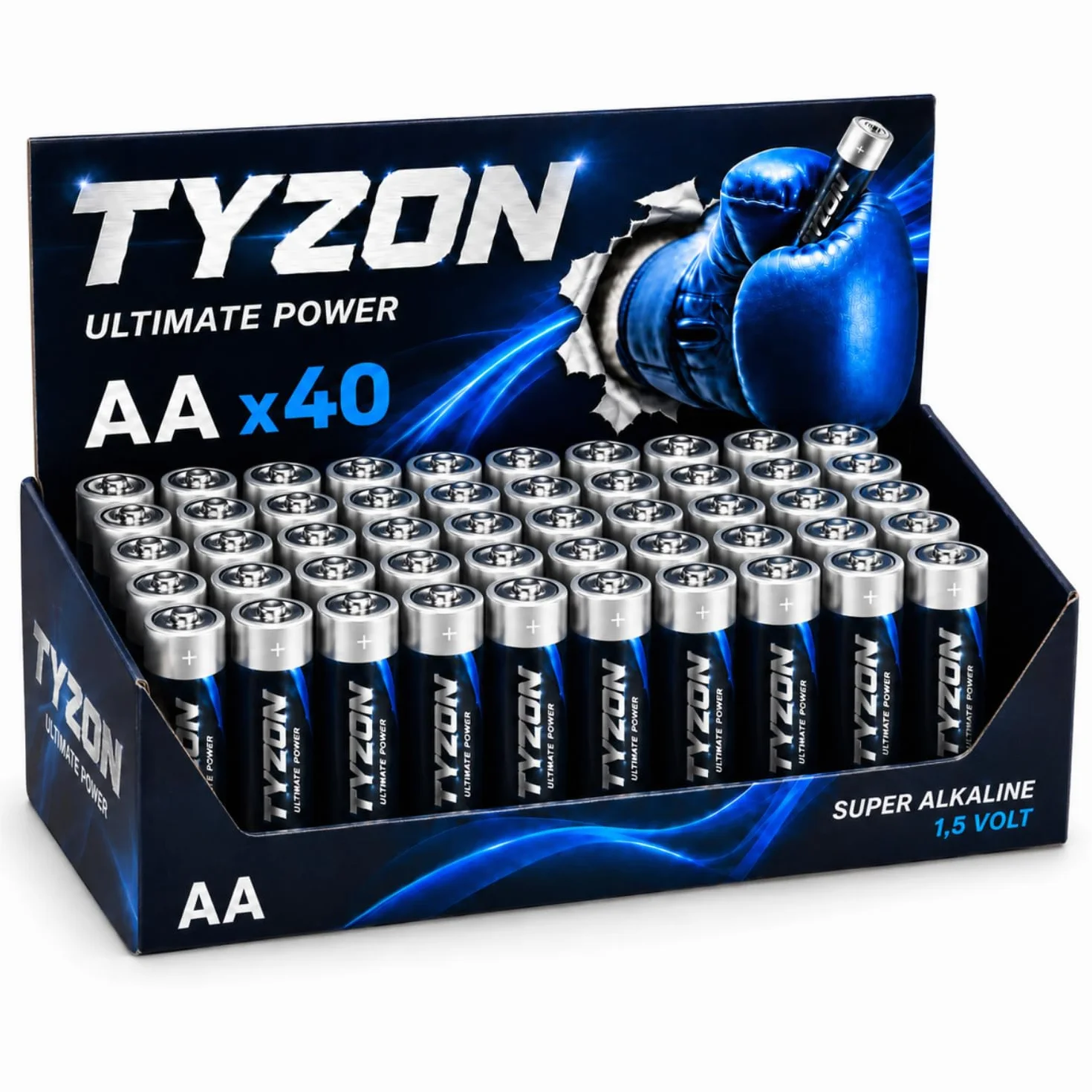 Tyzon Pilas AA Alcalinas 1,5 V, Pack de 40