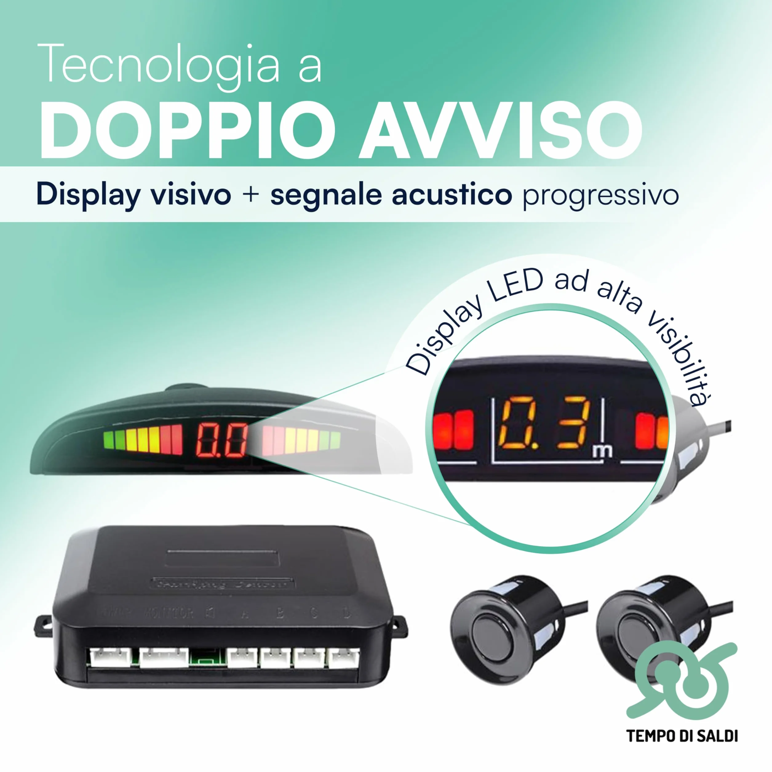 Juego de 4 sensores acústicos de aparcamiento para coche, pantalla led, se pueden pintar