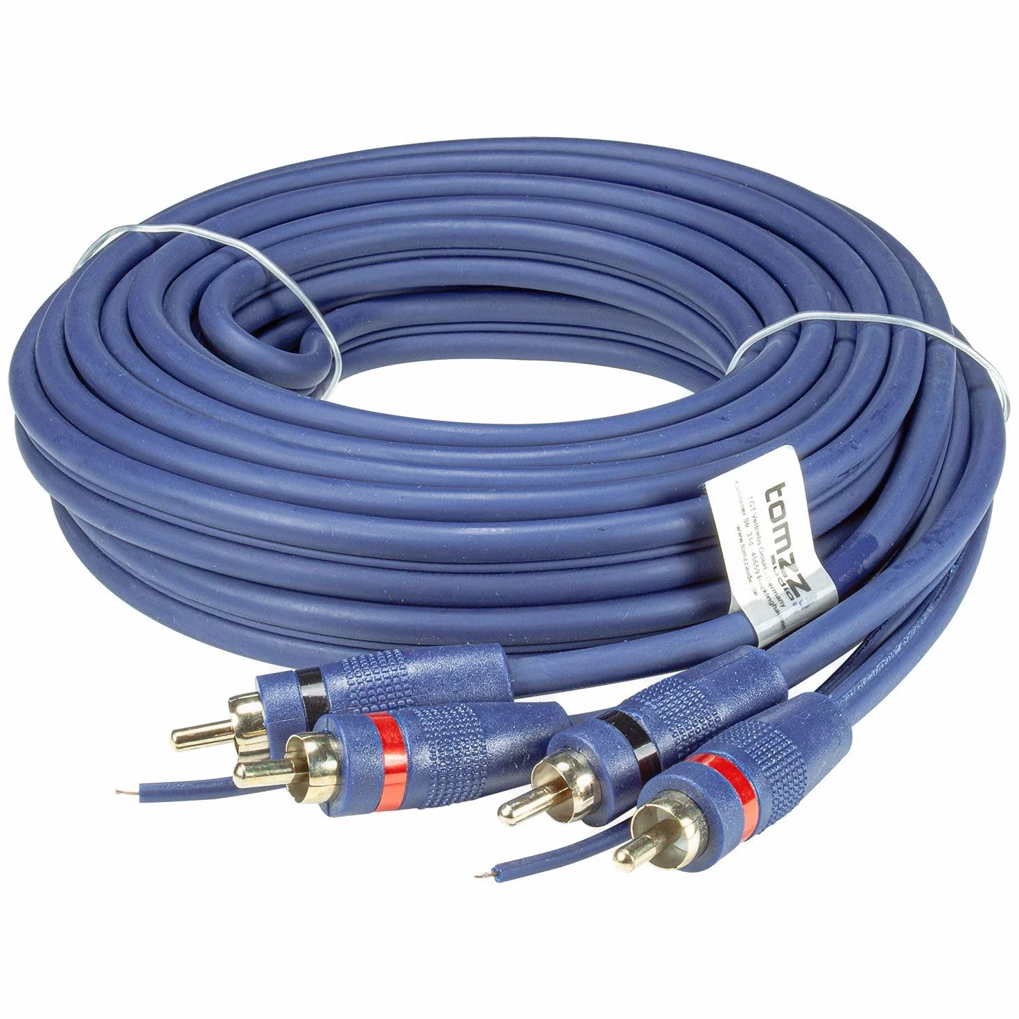 Cable Profesional RCA Cinch de 5 m, apantallado en 2 Pliegues, Azul