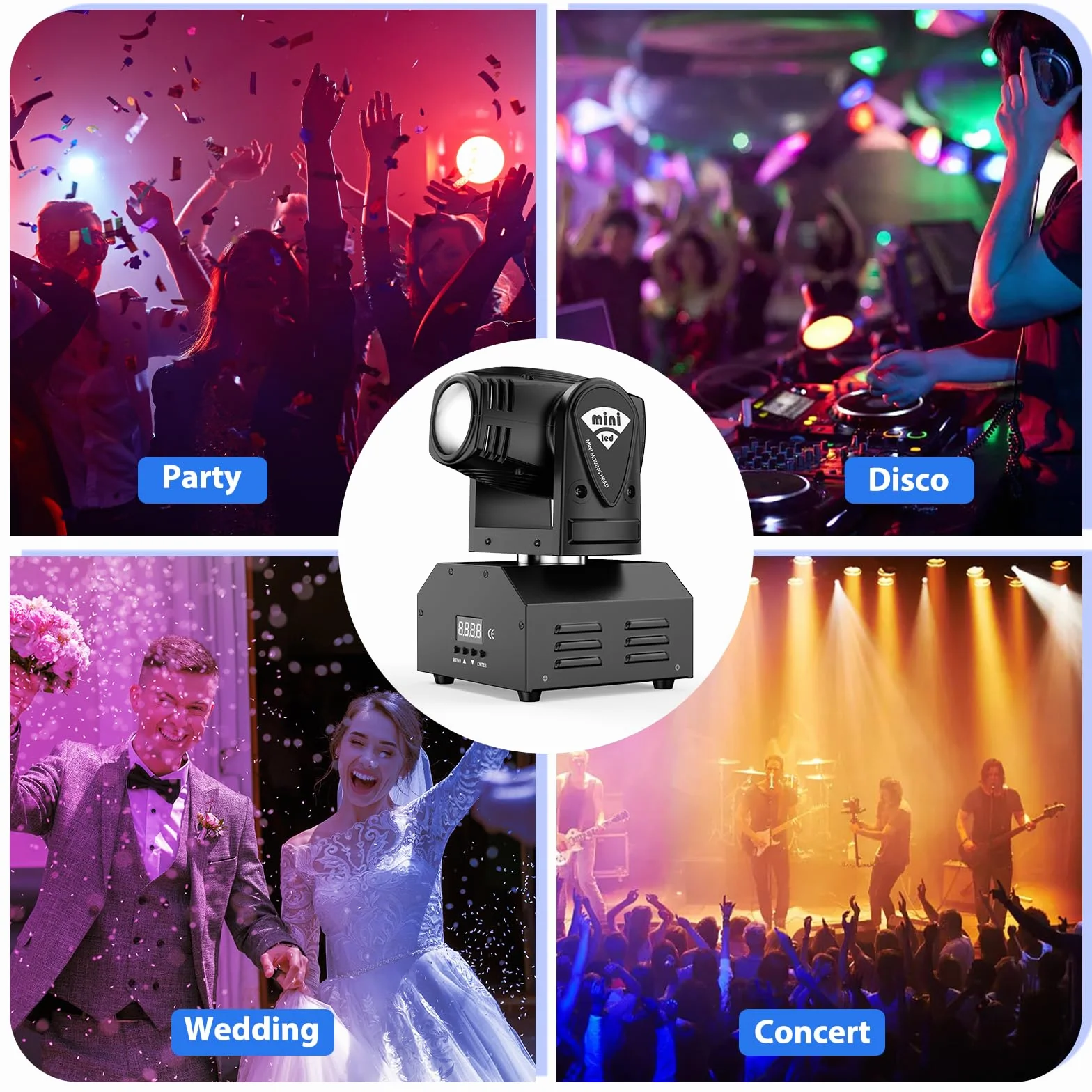 UKing 2pcs LED Moving Heads RGBW Beam DMX512 Lighting Effect Small Spotlight 11/13CH Party Light Music Controlled for DJ Disco Club Bar Stage