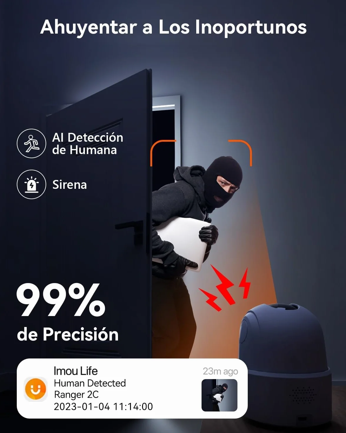 Imou Cámara IP WiFi Interior 2K (3MP) con Detección de Humano, 360°, Audio Bidireccional, Compatible con Alexa