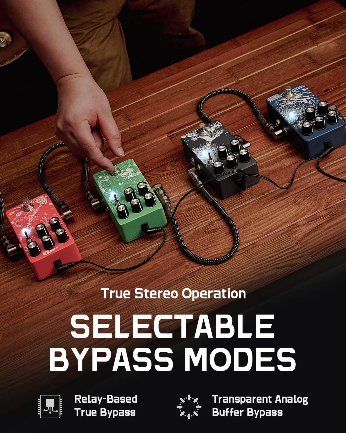 ALABS CETUS - Pedales de reverberación para guitarra eléctrica con 9 efectos, secado analógico, congelación y modulación ajustable