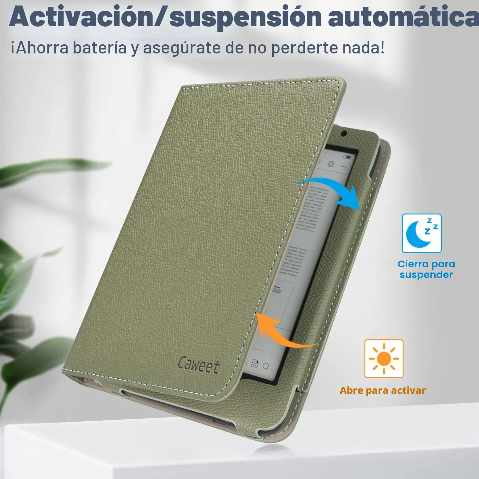 Caweet Funda para Kobo Clara Colour/BW de 6 Pulgadas, Lanzamiento 2024, Cubierta de Soporte Plegable de Piel de PU Premium con Ranura para Tarjeta y Correa para la Mano, Verde