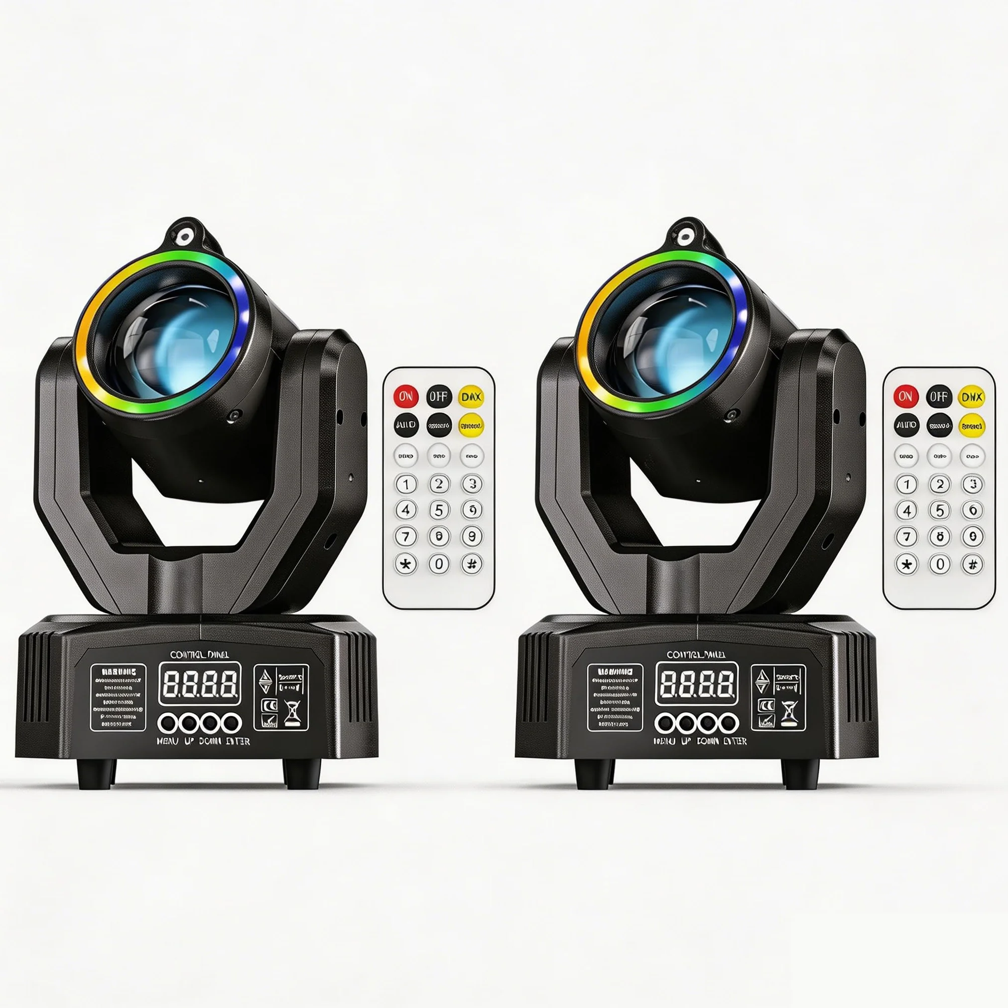 Mini Cabezas Móviles LED 30W, 2PCS Luces de Escenario RGBW Beam, DMX512 Activado por Sonido Las Efectos de Luz con Mando a Distancia para DJ Bar Fiesta Discoteca Boda