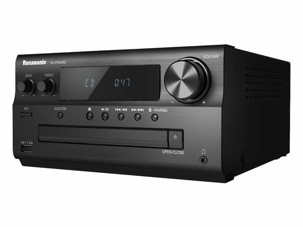 Panasonic SC-PMX90 Microcadena Hi-Fi con Altavoces de Bambú, 14 cm Woofer, Bluetooth, Radio FM, Negro