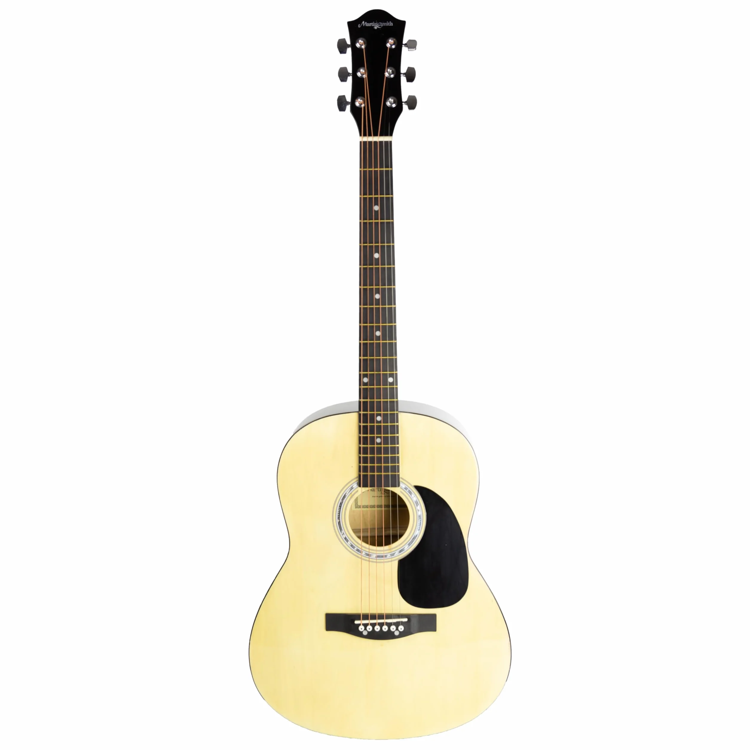 Martin Smith Kit de Guitarra Acústica Tamaño Completo para Principiantes, Natural, 6 Cuerdas de Acero con Soporte, Afinador, Funda, Correa, Púas y Clases