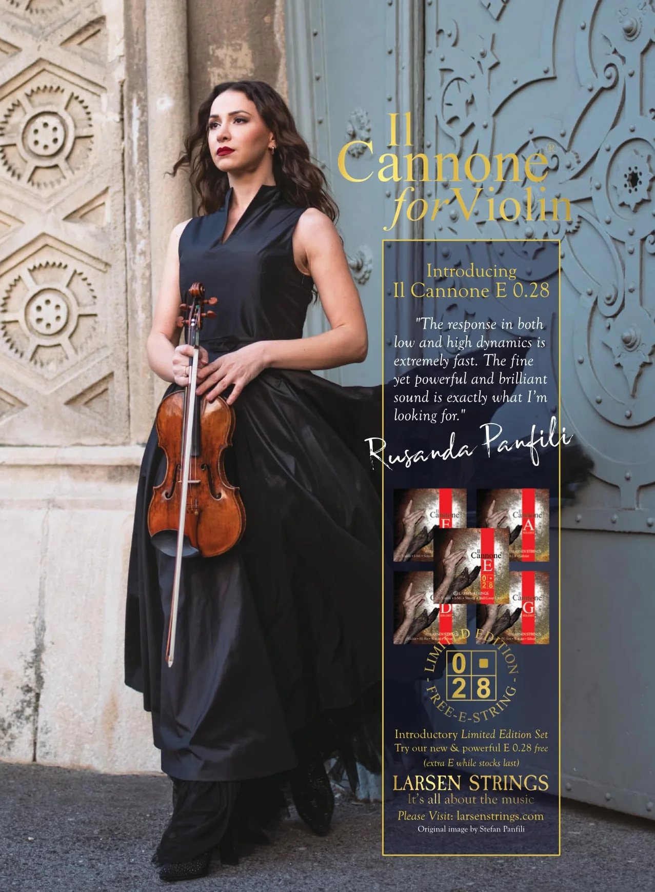 LARSEN STRINGS Violin Saiten II Cannone - 4/4 Violín - Solista - Juego de 4 cuerdas, tensión 24,5 kg/53.9 lbs