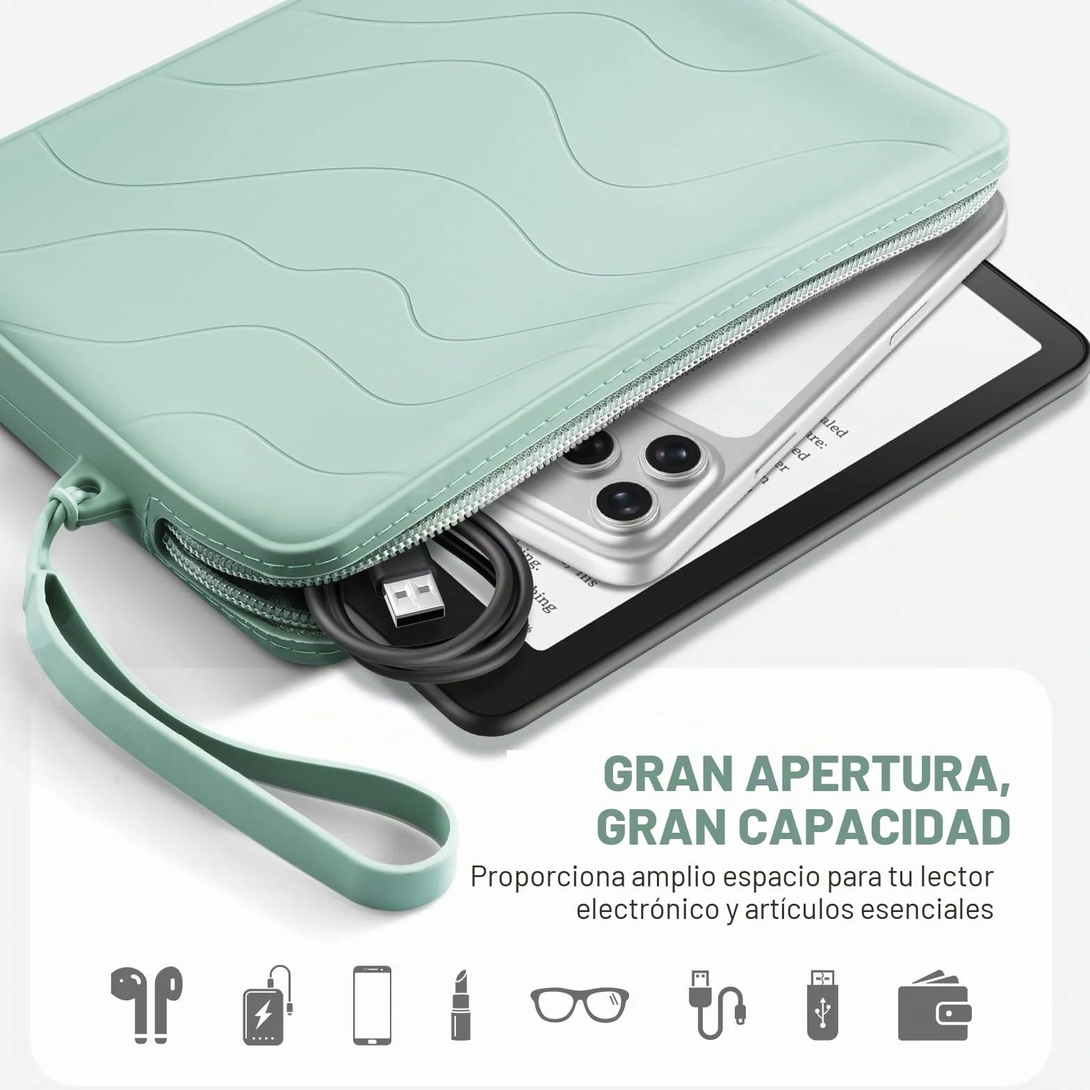 Funda Protectora de Silicona para Kindle Paperwhite 7" y Kindle Colorsoft Signature Edition, Verde Salvia