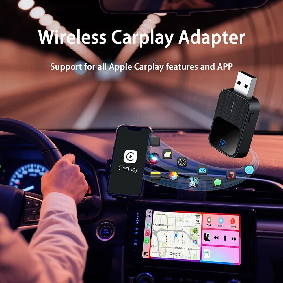 CarPlay Inalambrico para BMW X1 2018-2024, Adaptador 2 en 1 CarPlay con Conexion Automatica, Plug and Play Cable a Inalámbrico