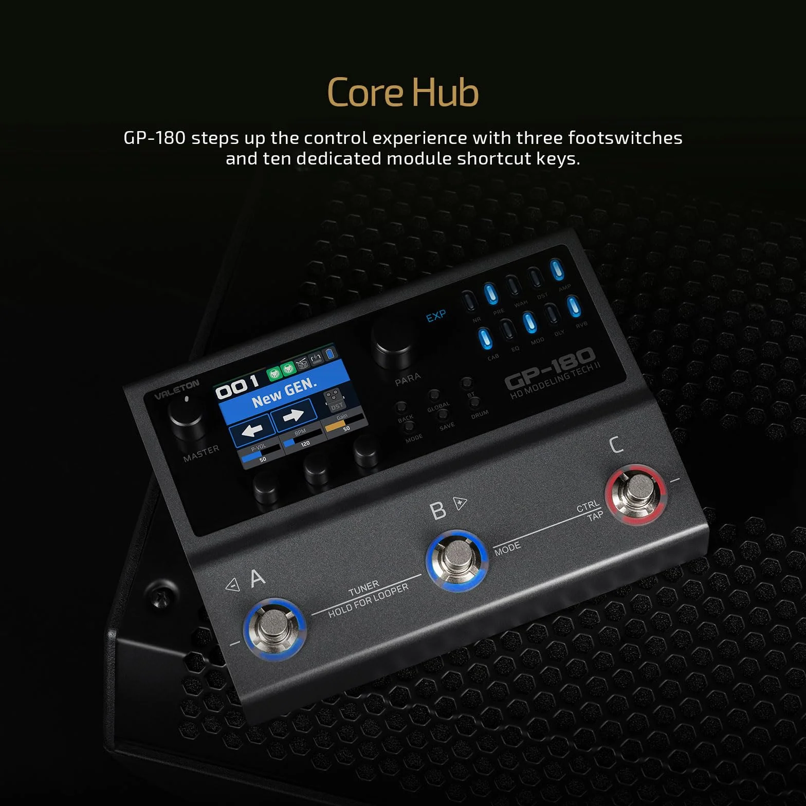 VALETON Procesador multiefectos para guitarracon modelado HD, 200+ efectos, soporte IR y NAM, looper, caja de ritmos, interfaz de audio USB GP-180