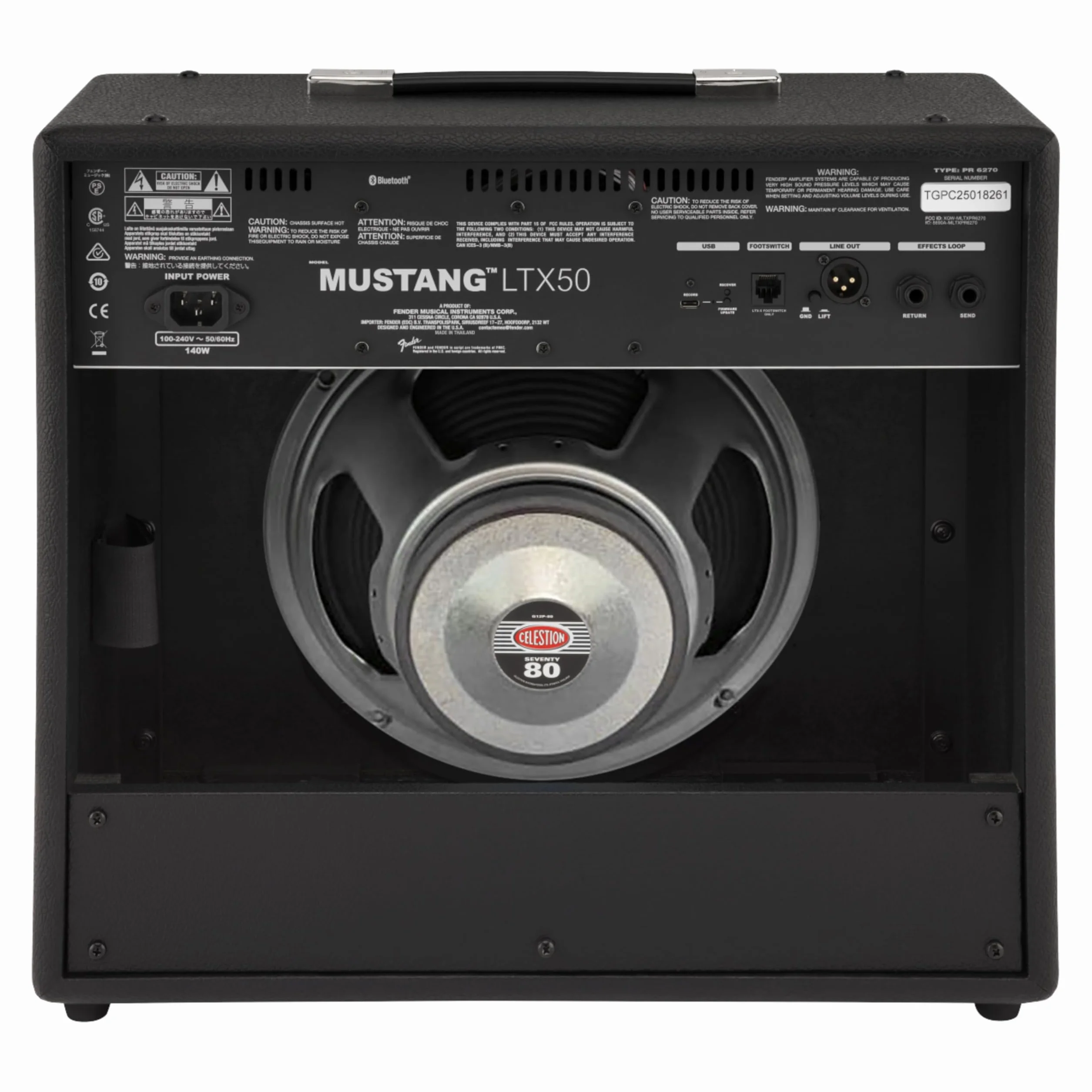 Amplificador combo de guitarra Fender Mustang LTX50 de 50 W con tonos versátiles, 100 preajustes, 50 tipos de amplificadores y efectos, interfaz de usuario sencilla