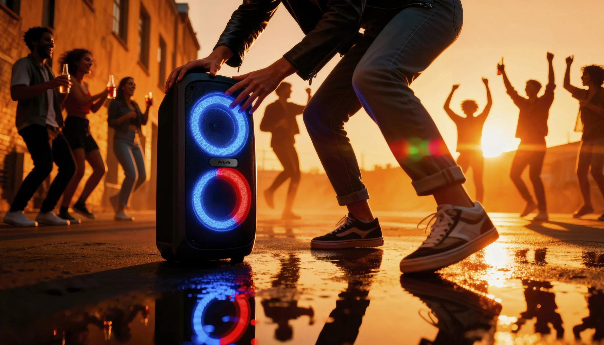 NGS Wild Temper – Altavoz Portátil Bluetooth 5.3 para Fiestas, 200 W, TWS, Luces LED RGB, Doble Entrada Micrófono Karaoke, USB/AUX, Batería 4400 mAh