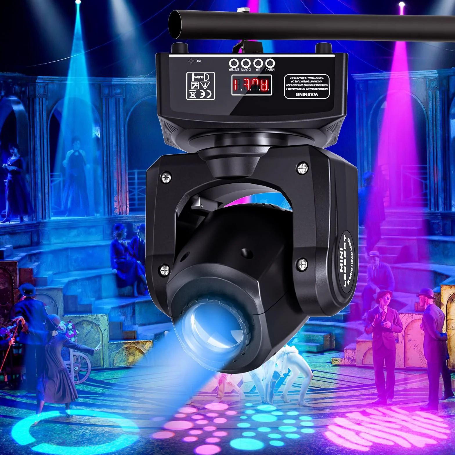 2 unidades Mini 30 W Lyre LED Moving Heads Cabeza Móvil, RGBW LED Luz de Escenario DMX512 9/11CH Control de Sonido para Disco DJ Party Clubs