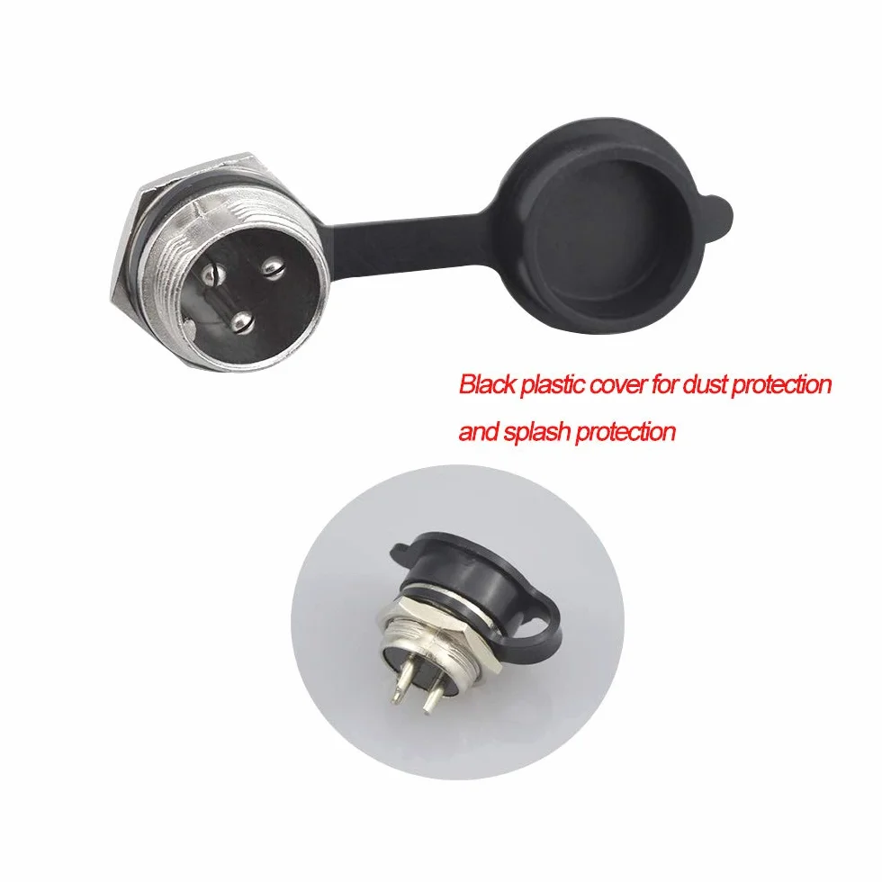 8 Set GX12 3-Pin Aviación Conector, 5A Enchufe, 12mm Macho Hembra Metal Conector, con Goma Tapa Protectora y Destornillador Phillips