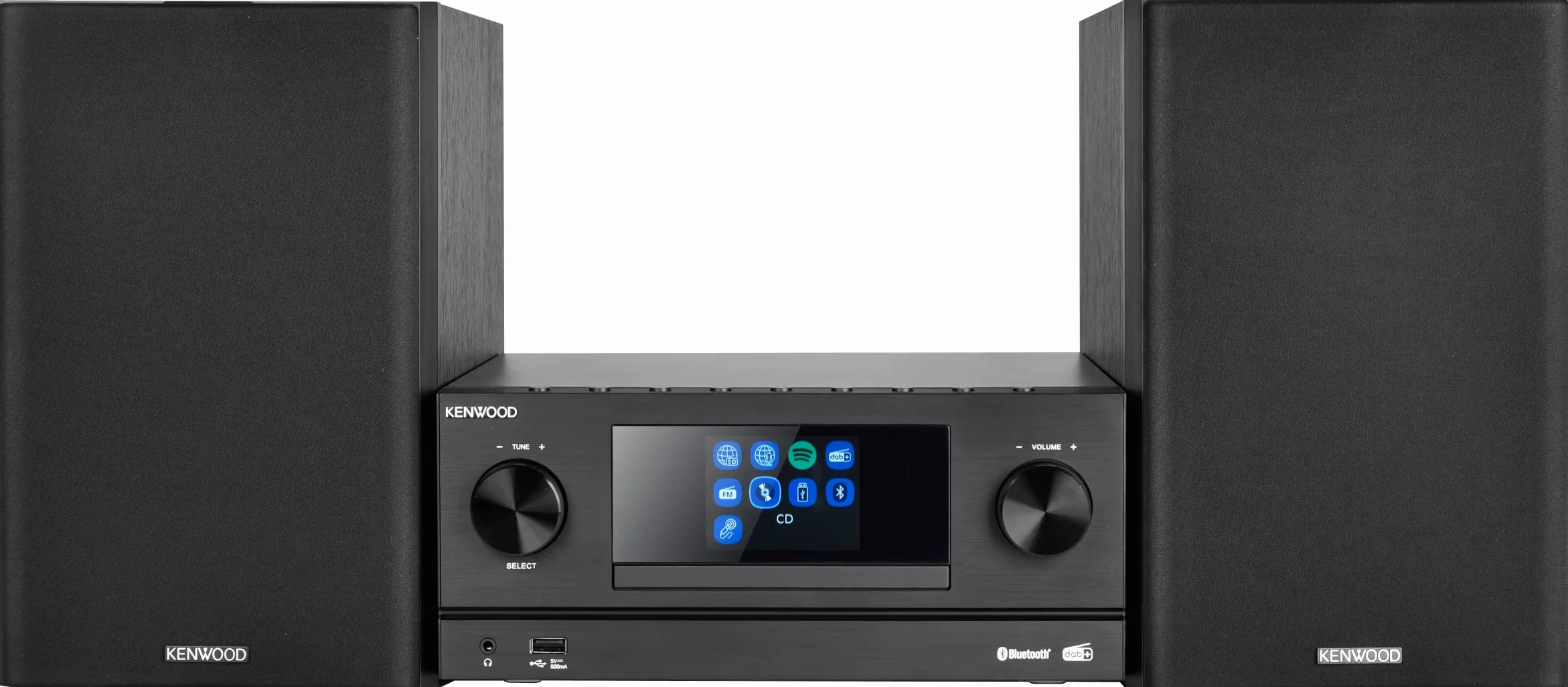 Kenwood M-9000S-B - Micro Sistema Hi-Fi con CD, Dab +, Radio por Internet, Spotify, FM, Bluetooth, USB y Gran Pantalla a Color TFT