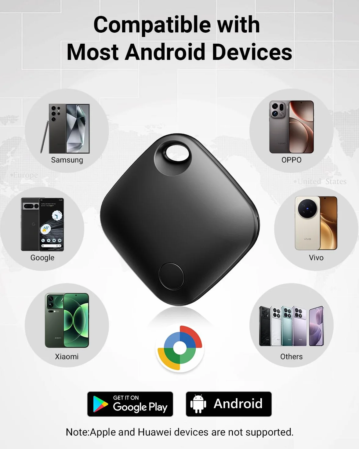 Smart Tag Bluetooth Localizador Llaves Paquete de 4 Android Aplicable Buscar mi Dispositivo Google Smart Finder Equipaje Negro