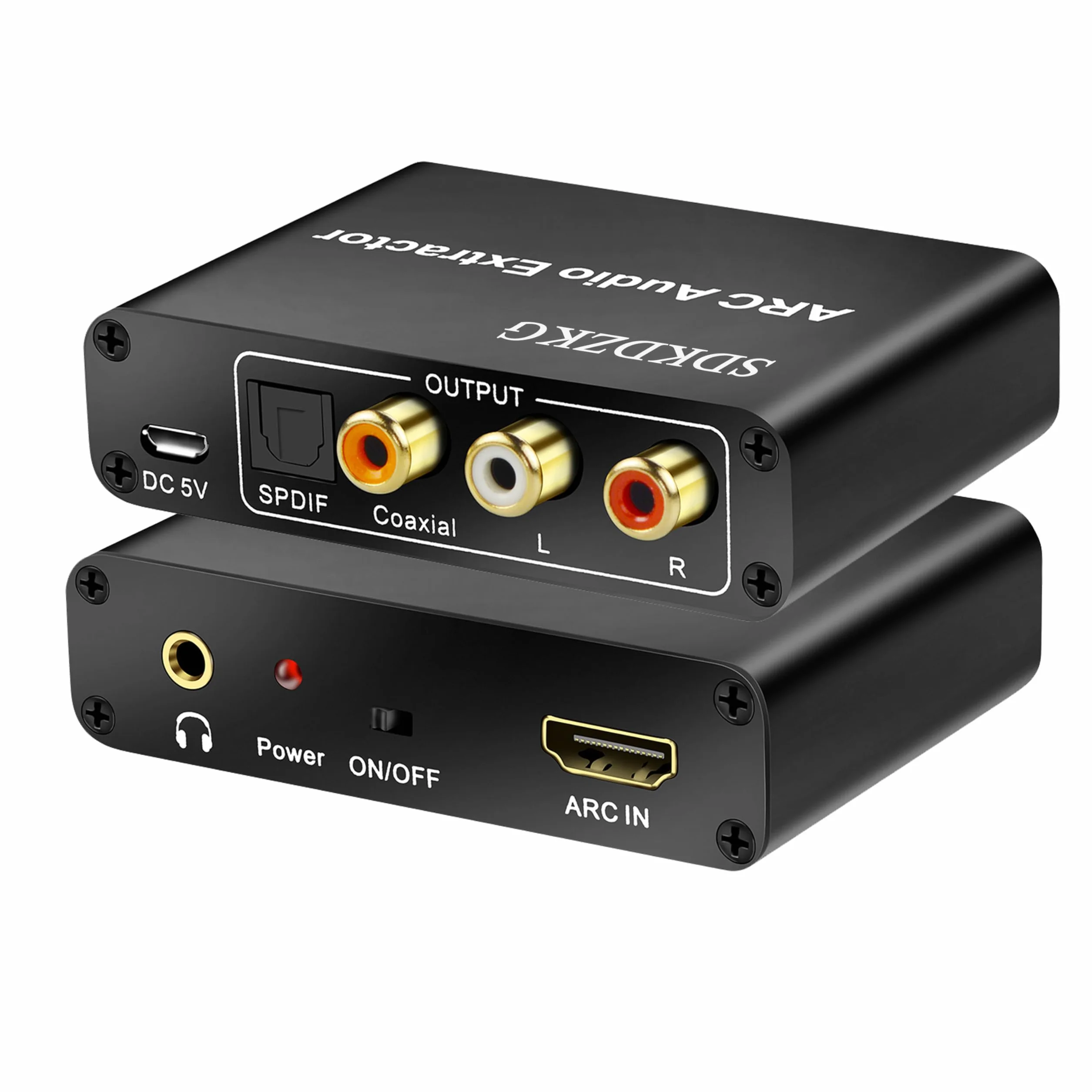 Extractor HDMI ARC, adaptador divisor con óptico TOSLINK, SPDIF coaxial y analógico 3.5 mm L/R estéreo para amplificador HDTV altavoz