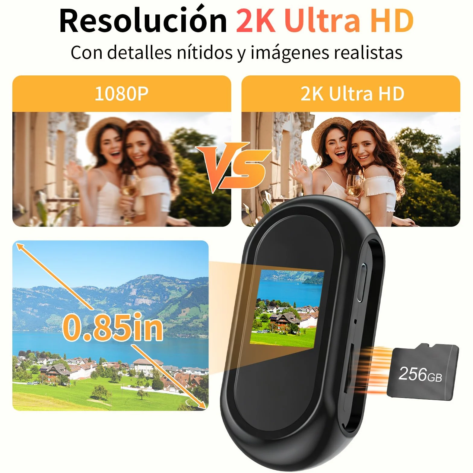 Mini Cámara Deportiva WiFi, Ultra HD 2K Action CAM con Pantalla,120° Gran Angular Cámara POV, Mini BodyCam con Visión Nocturna for Camara Casco Moto Vlog/Aventura