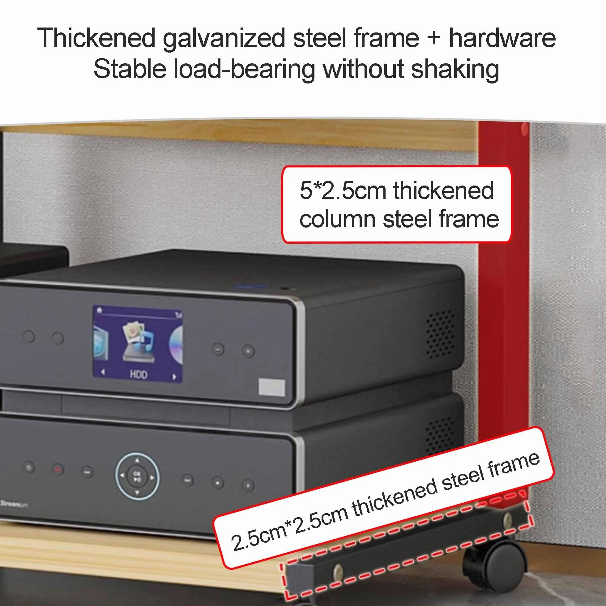 Mueble Equipo Hifi Soporte Multimedia, Soporte para medios AV Torre de rack de audio para tocadiscos, Gabinete estéreo Torre de rack de audio para sala de estar Sala de juegos y grabación(Nero,50*40*6