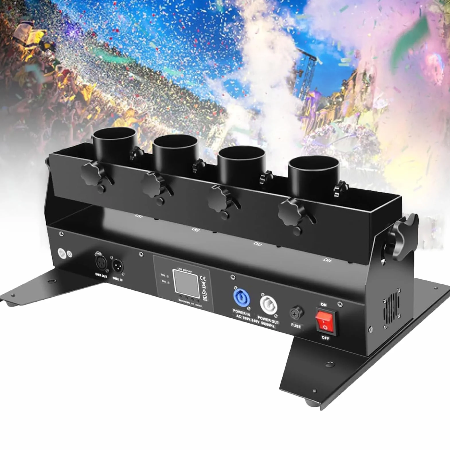 MáQuina PortáTil De Confeti De 4 Disparos, Lanzador De Confeti EléCtrico, MáQuina CañóN De Confeti, Lanzador De Confeti Profesional Para Dj Para Bodas En El Escenario
