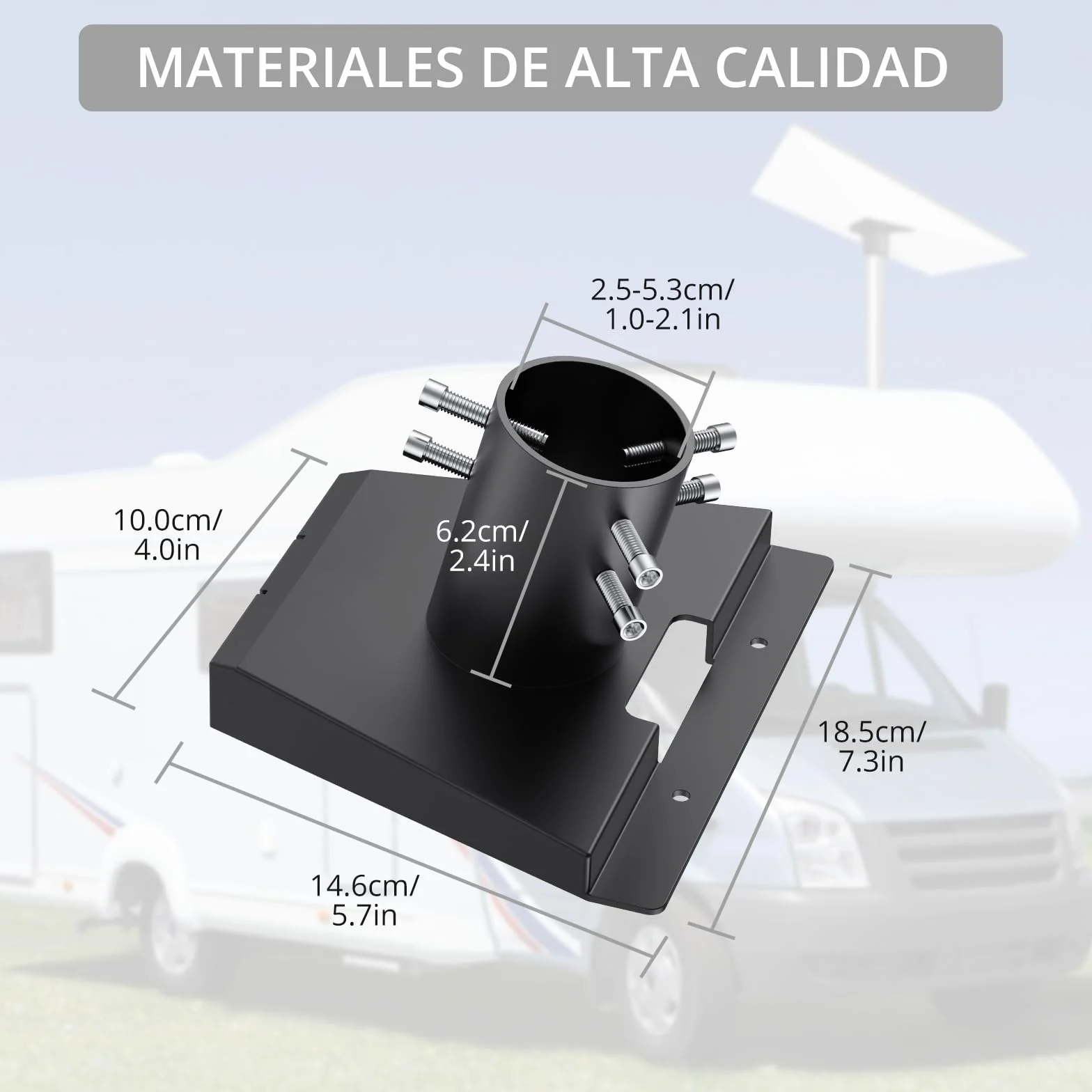 Justech Adaptador para Tubo Starlink Gen 3 Soporte Ajustable 360° + 20° Inclinación Aleación de Aluminio Compatible con Diámetro 25-53mm | Instalación en Techo/Pared/Suelo, Diseño Sin Tuercas