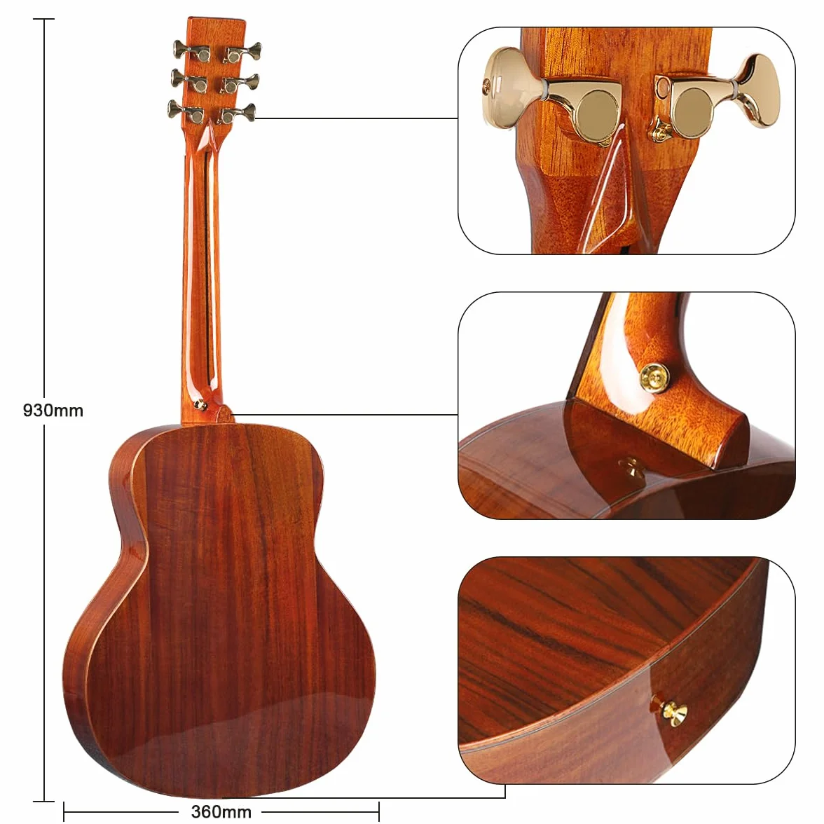 Kit de guitarra acústica de 41 pulgadas para principiantes, guitarras folk pop para niños y adultos, kit de guitarra acústica con funda, correa, afinador, cuerda, púas
